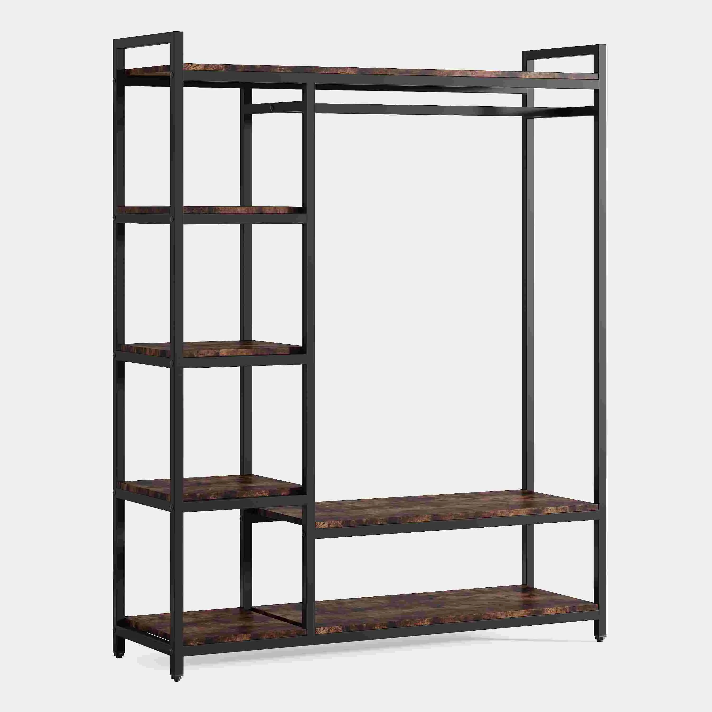 Freestanding Closet Organizer with 6 Shelves and Hanging Bar - Image 12