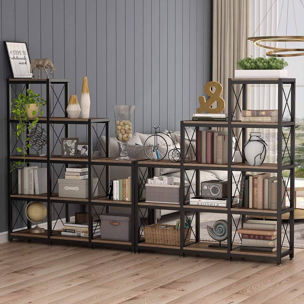 L-Shaped Ladder 9 Cubes Bookshelf, 12 Shelves Industrial Corner Etagere Bookcase - Image 4