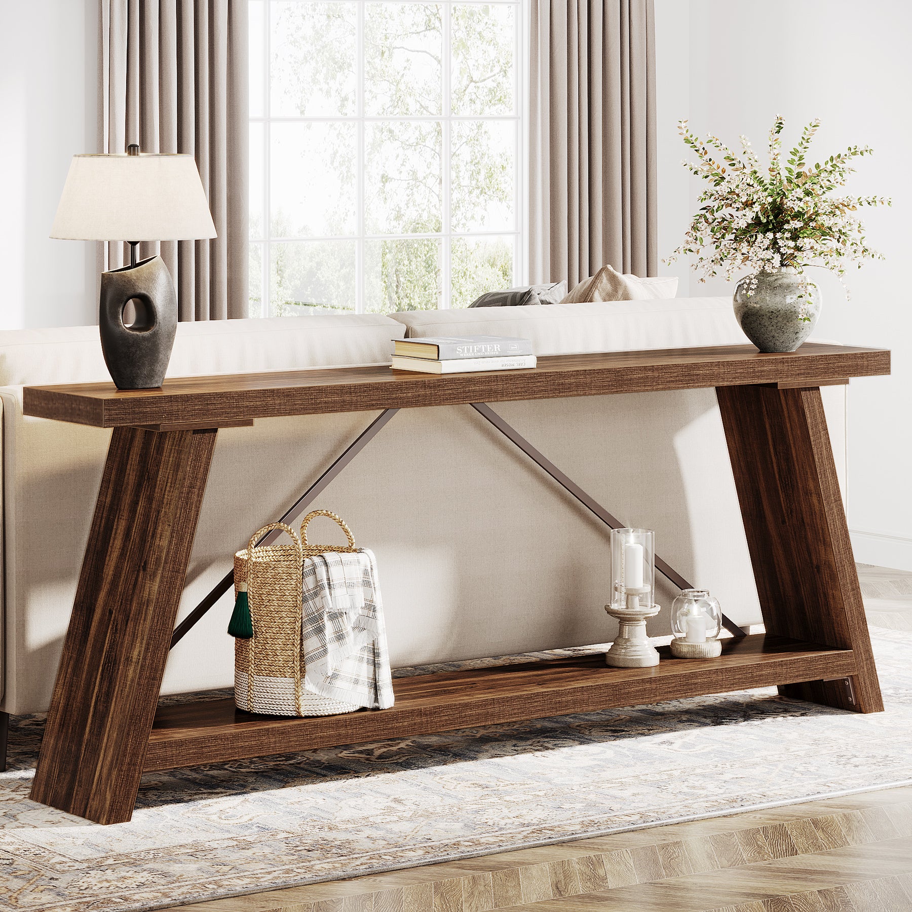 70.9" Console Table, Extra Long Sofa Table Behind Couch - Image 3