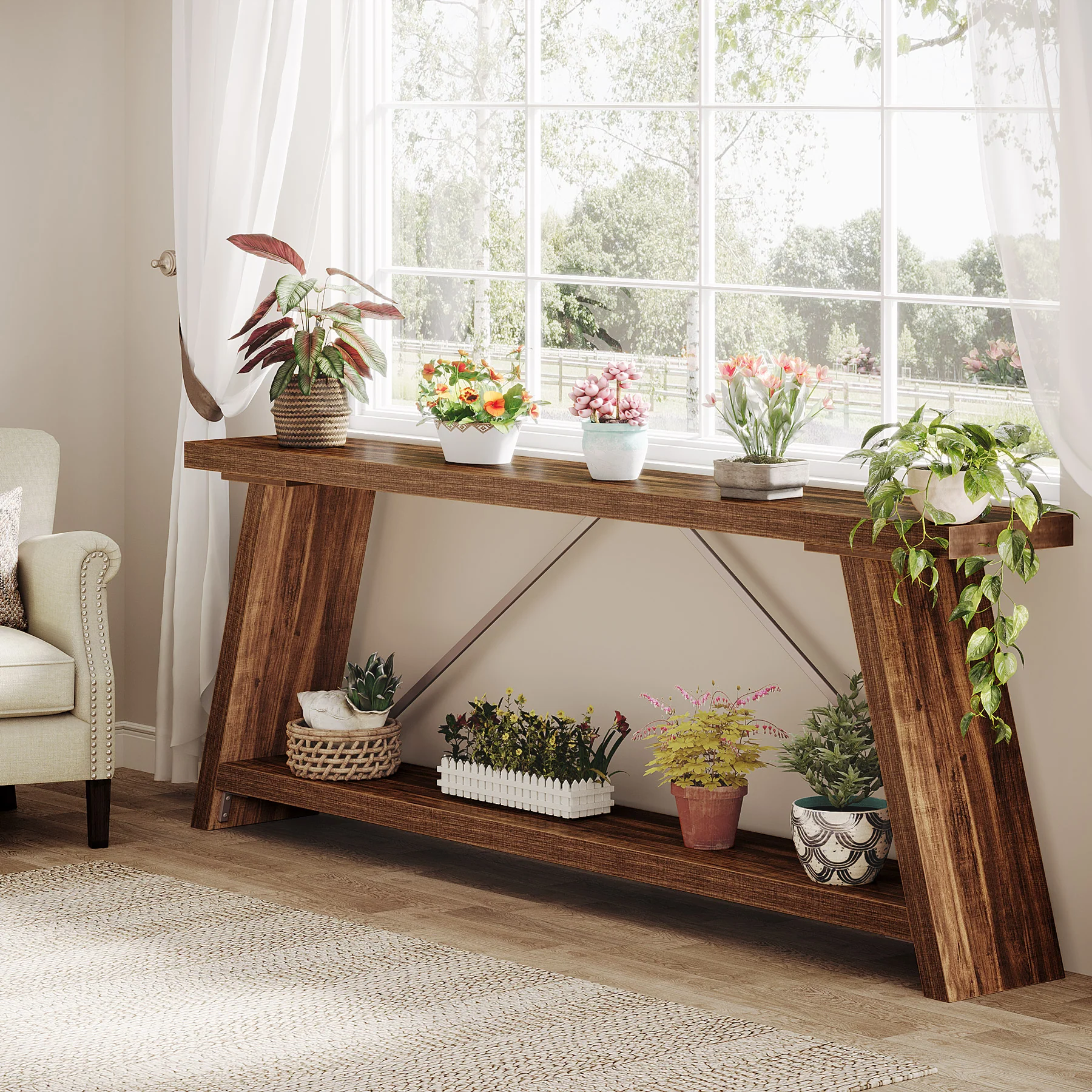 70.9" Console Table, Extra Long Sofa Table Behind Couch - Image 4