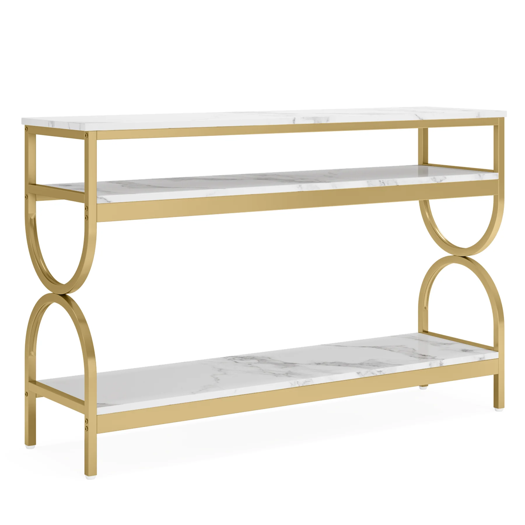 3-Tier Console Table, 55" Sofa Table with Storage Shelves - Image 7