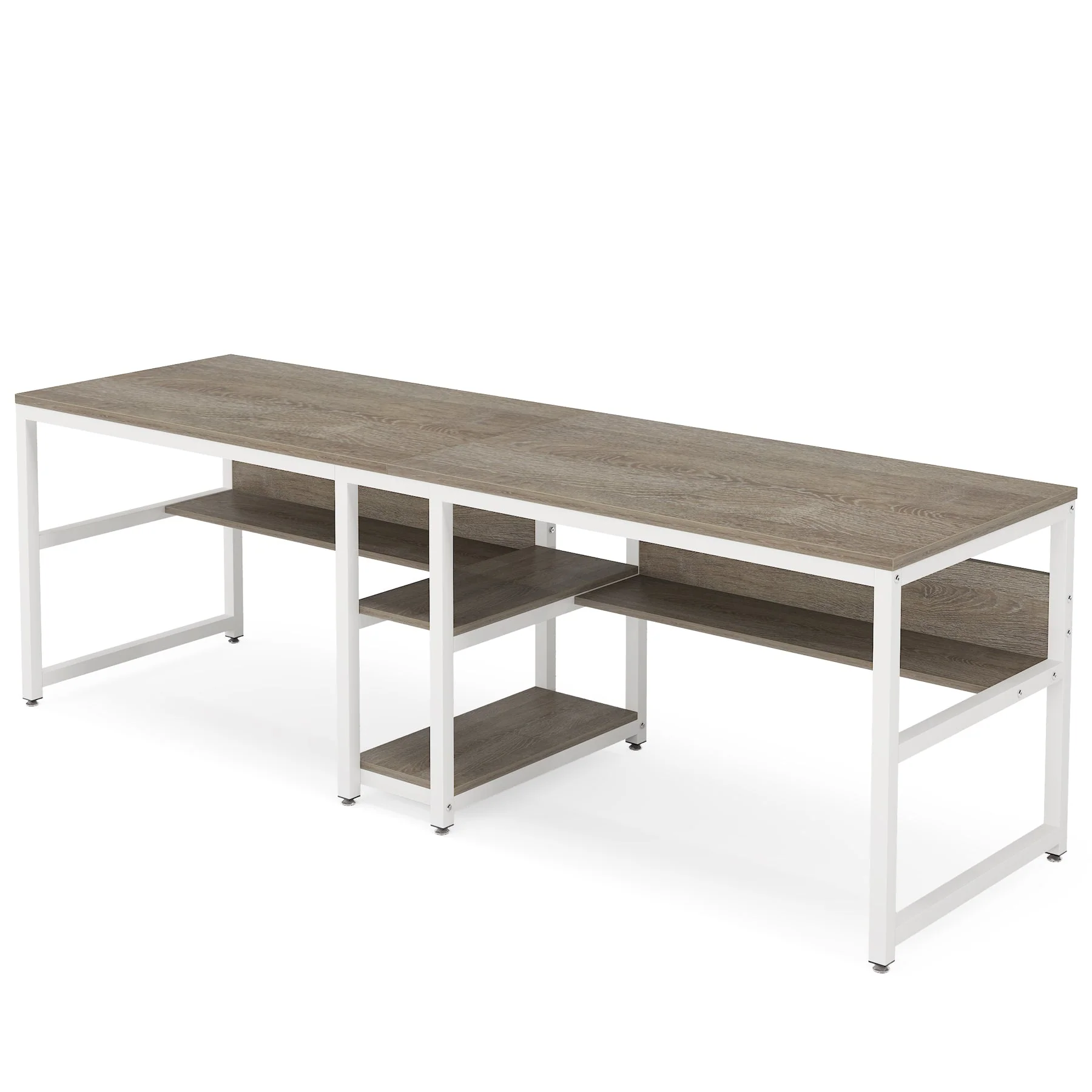 78.7" Two Person Desk, Computer Desk Double Workstation with Shelves - Image 11