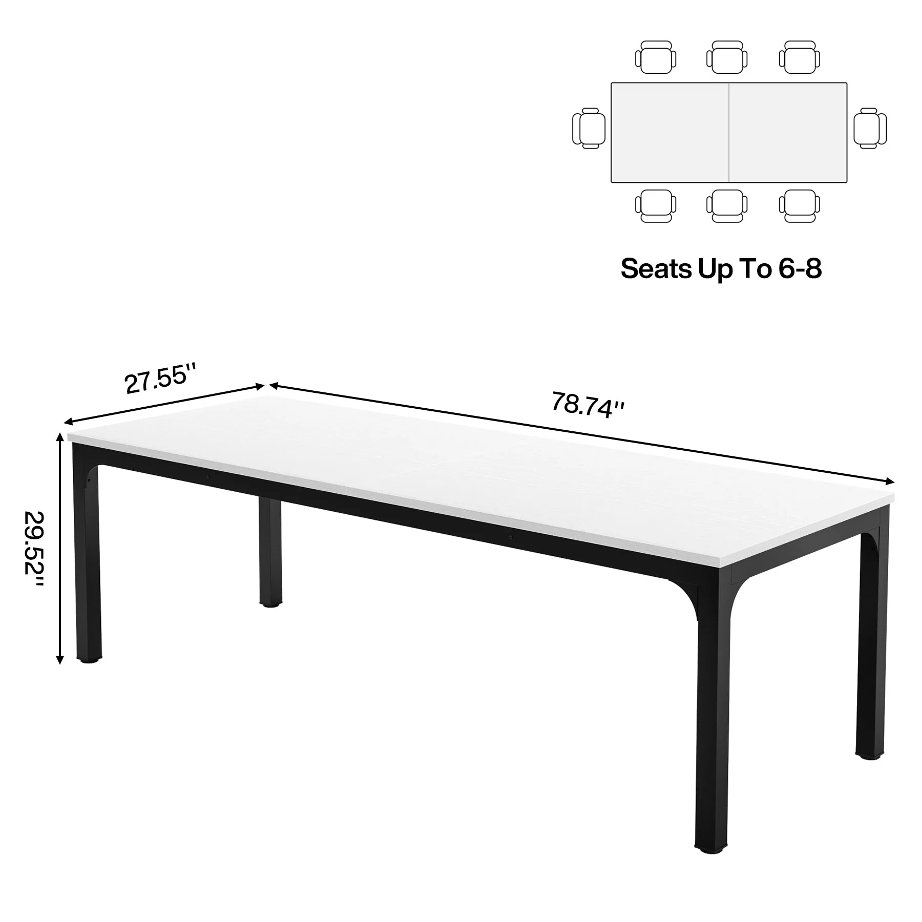 Rectangle Executive Desk, 78.7" Computer Desk 6FT Conference Table - Image 23