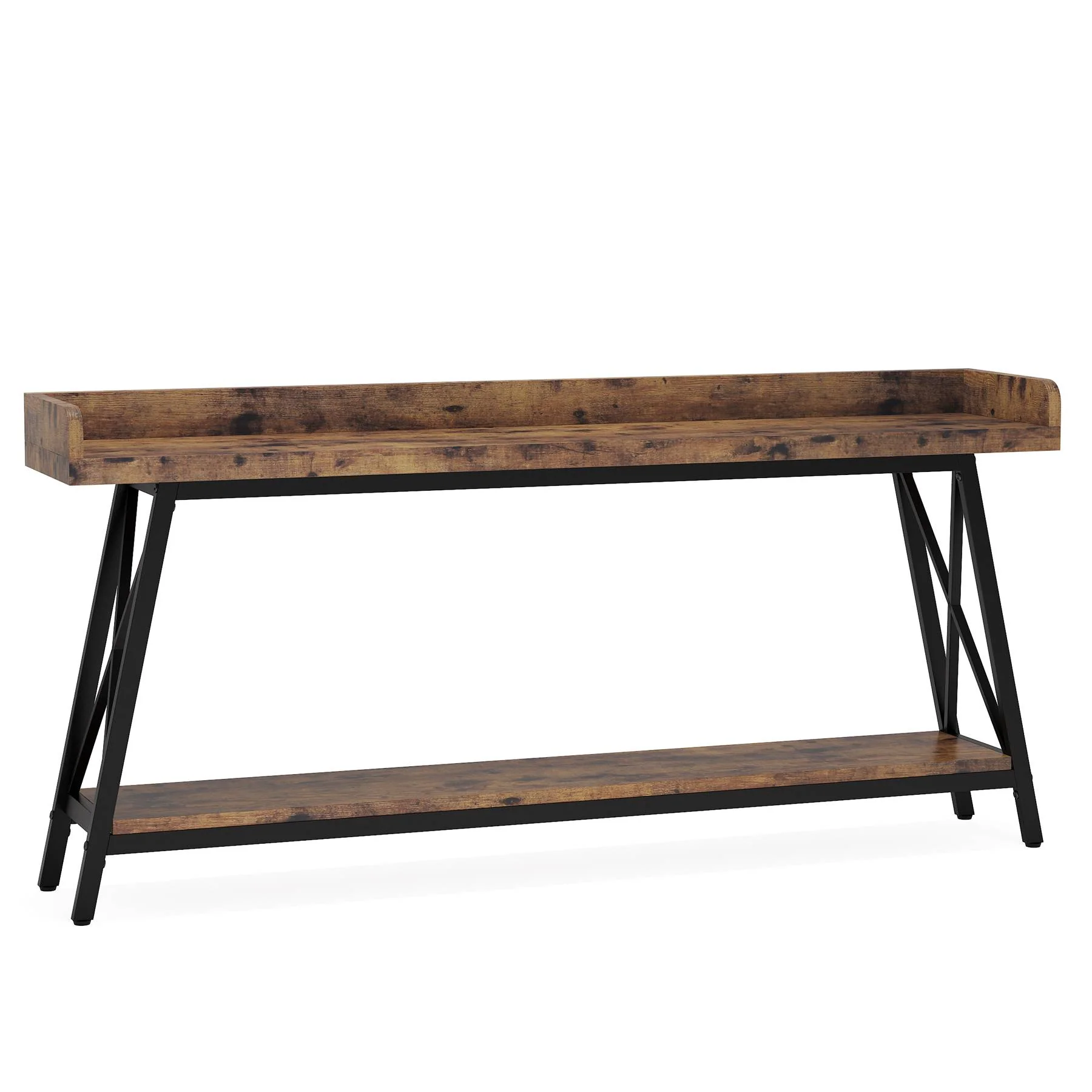 Industrial Console Table, 2-Tier Narrow Sofa Table Behind Couch - Image 10