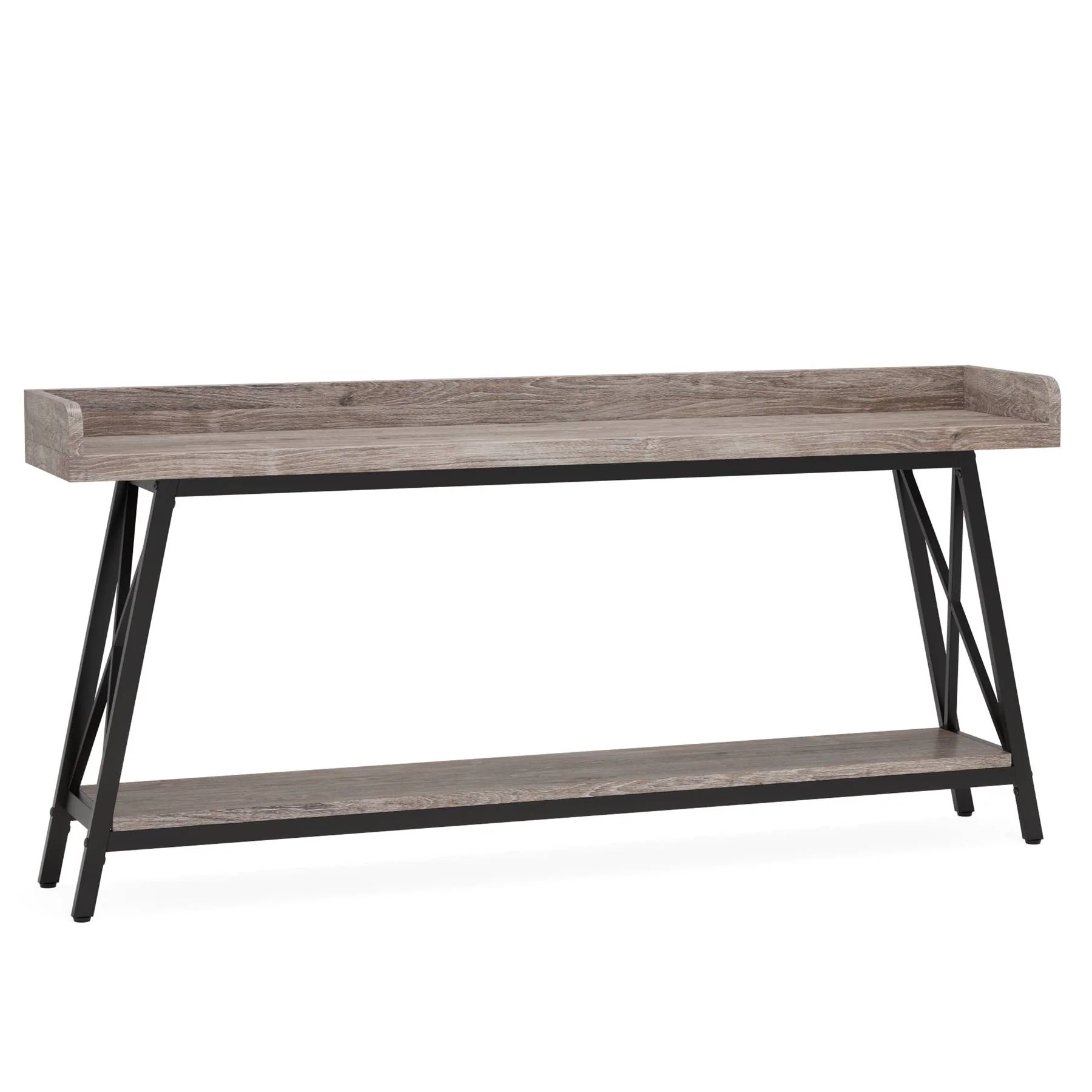 Industrial Console Table, 2-Tier Narrow Sofa Table Behind Couch - Image 9