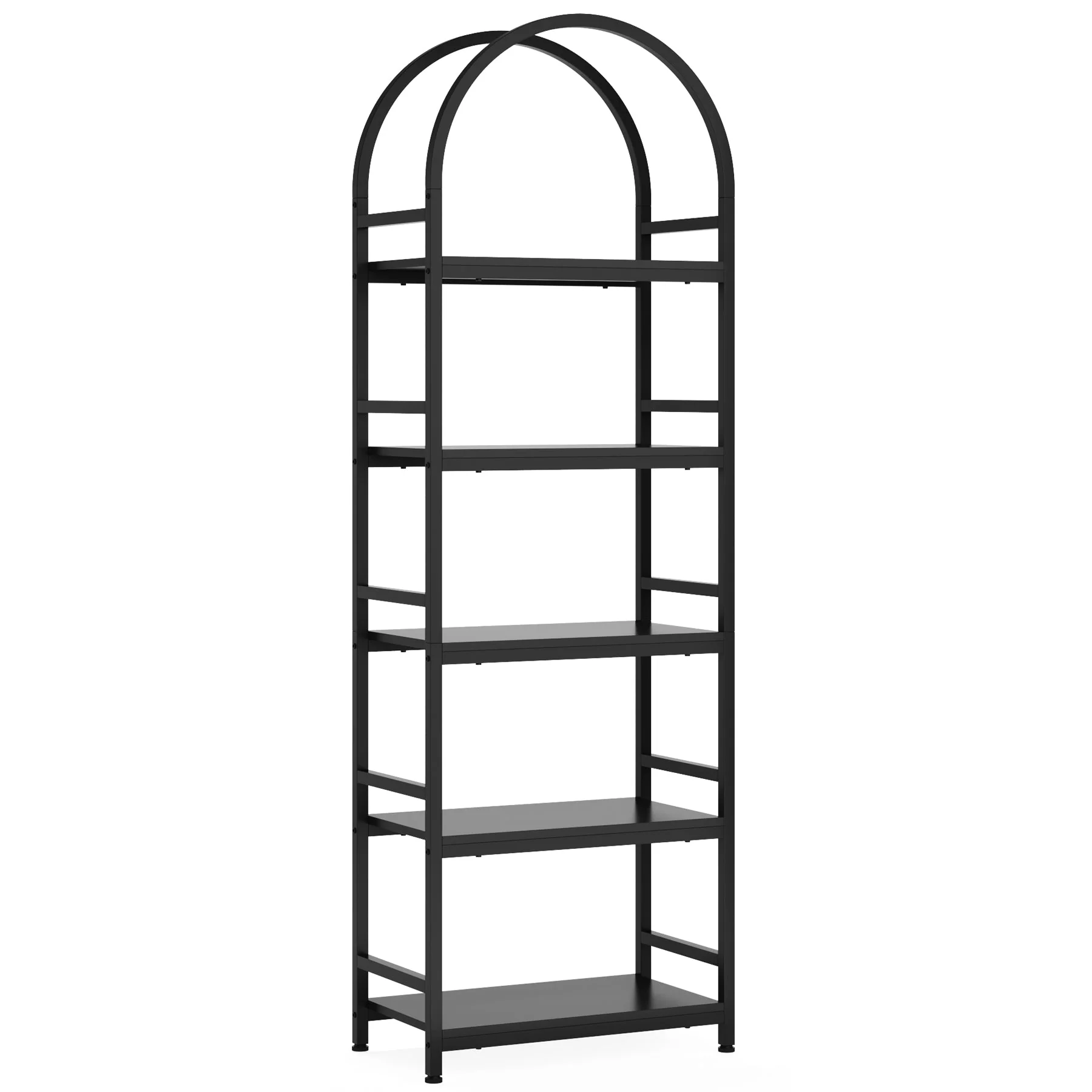 4-Tier / 5-Tier Bookshelf, Arched Bookcase Display Rack with Storage Shelves - Image 11