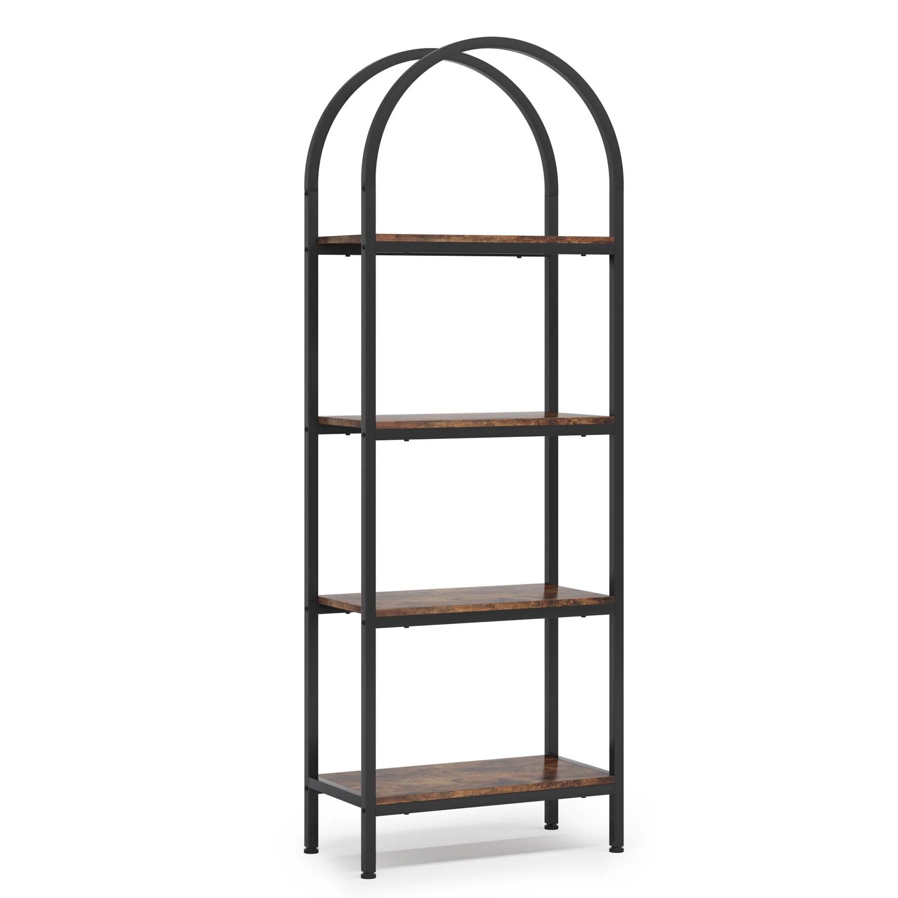 4-Tier / 5-Tier Bookshelf, Arched Bookcase Display Rack with Storage Shelves - Image 13