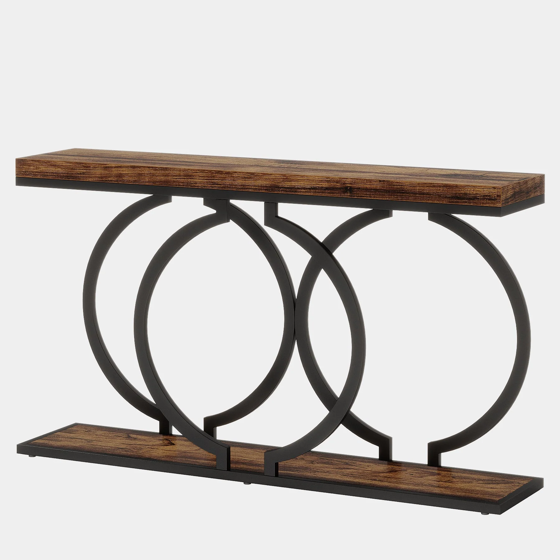 55" Console Table, Narrow Entryway Sofa Table with Geometric Metal Frame - Image 11