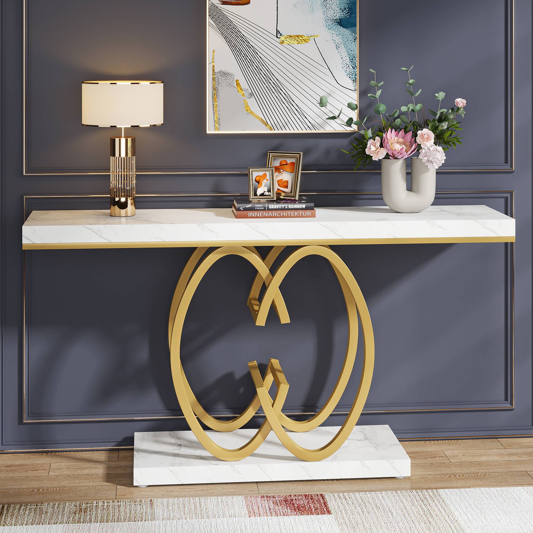 55" Narrow Console Table, Modern Sofa Accent Table for Hallway - Image 3