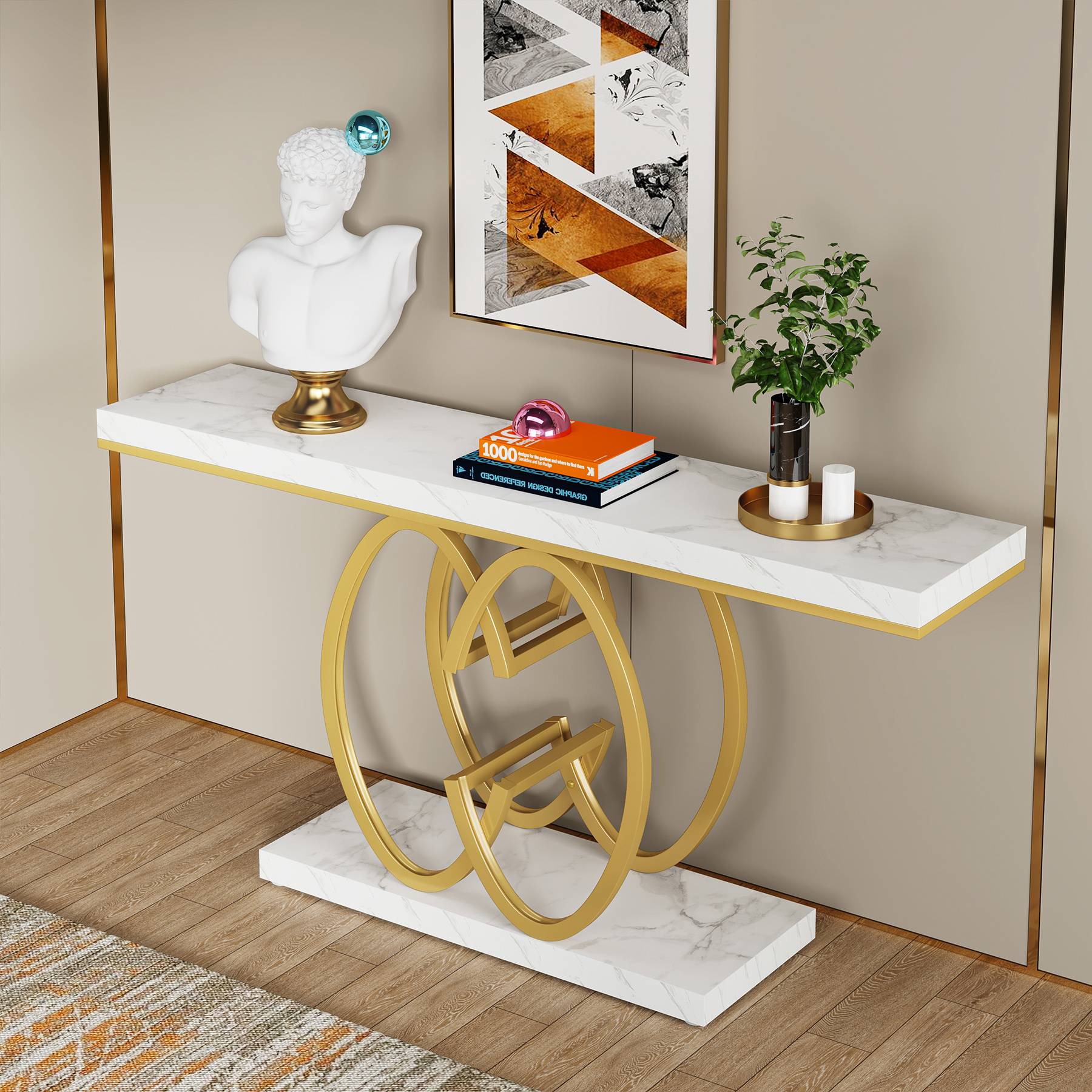 55" Narrow Console Table, Modern Sofa Accent Table for Hallway - Image 5