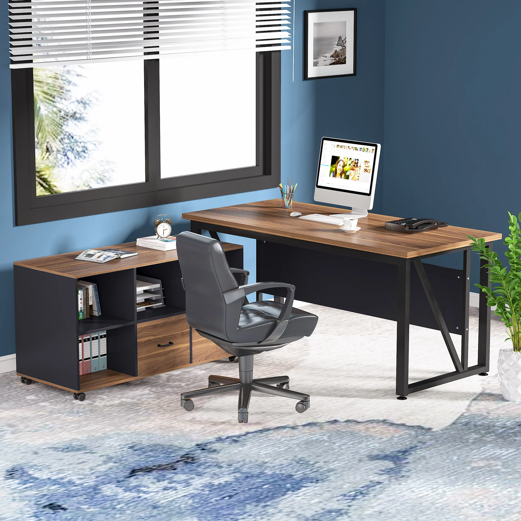 55" Computer Desk Office Desk Writing Table for Home Office - Image 5