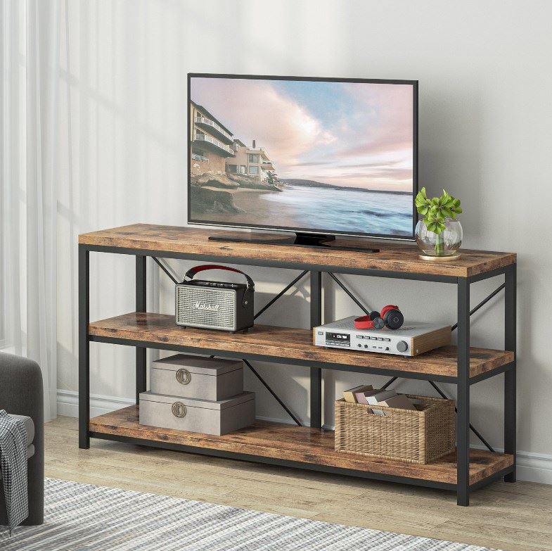 55" Console Table, Sofa Table TV Stand with 3-Tier Storage Shelves - Image 3