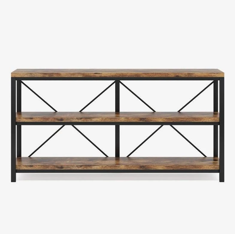 55" Console Table, Sofa Table TV Stand with 3-Tier Storage Shelves - Image 8