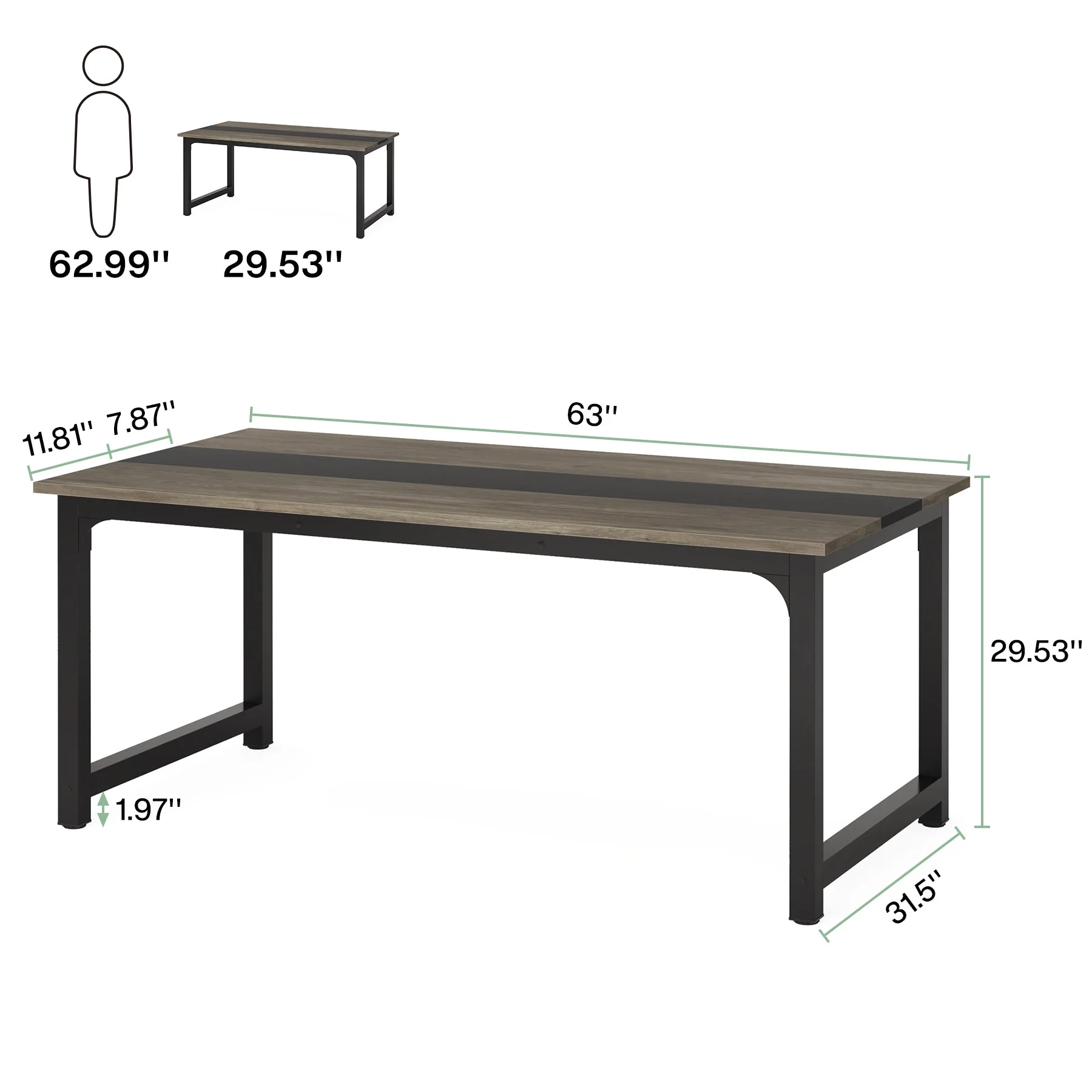 Simple Conference Table, Rectangular Meeting Table Computer Desk - Image 17