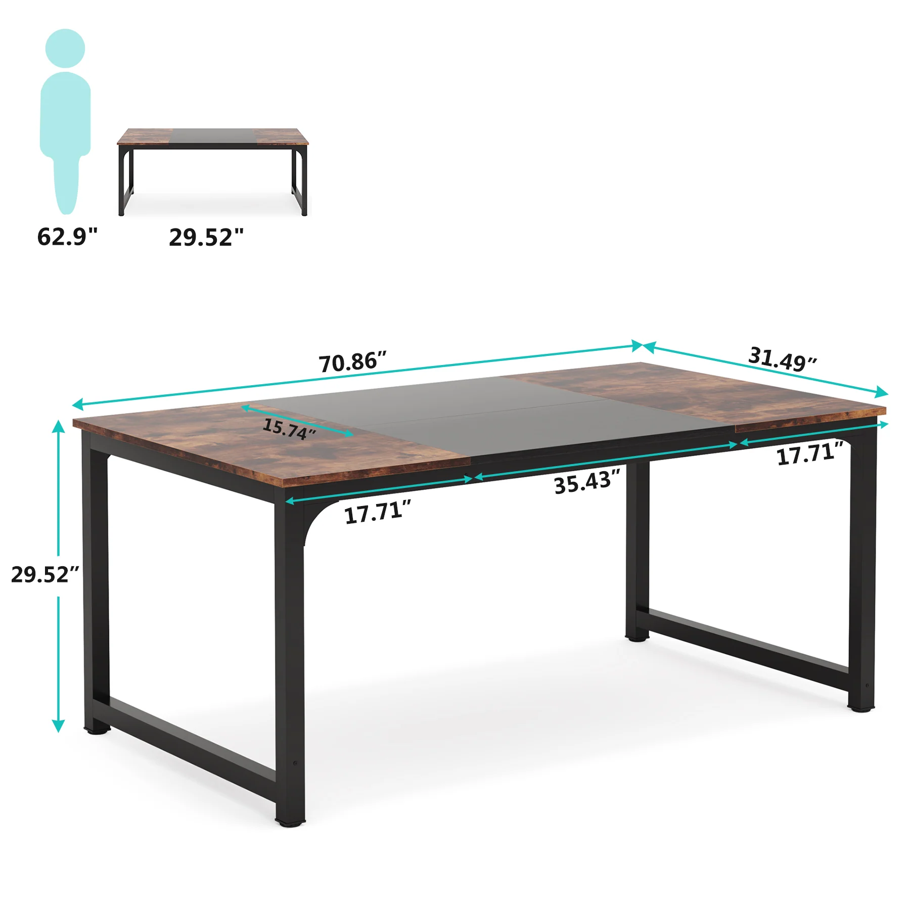 Simple Conference Table, Rectangular Meeting Table Computer Desk - Image 9