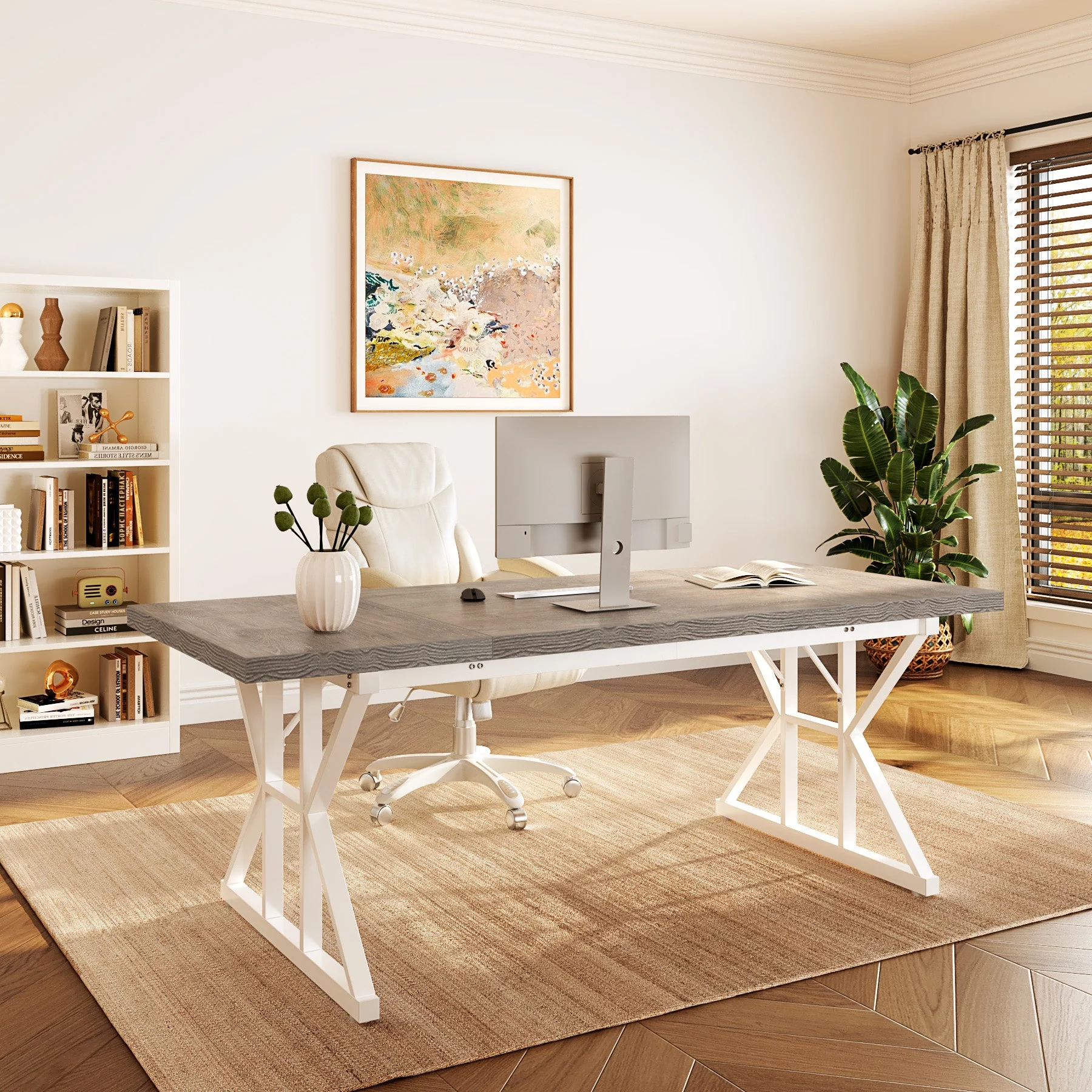 6FT Conference Table, Rectangle Meeting Room Table Executive Desk - Image 9