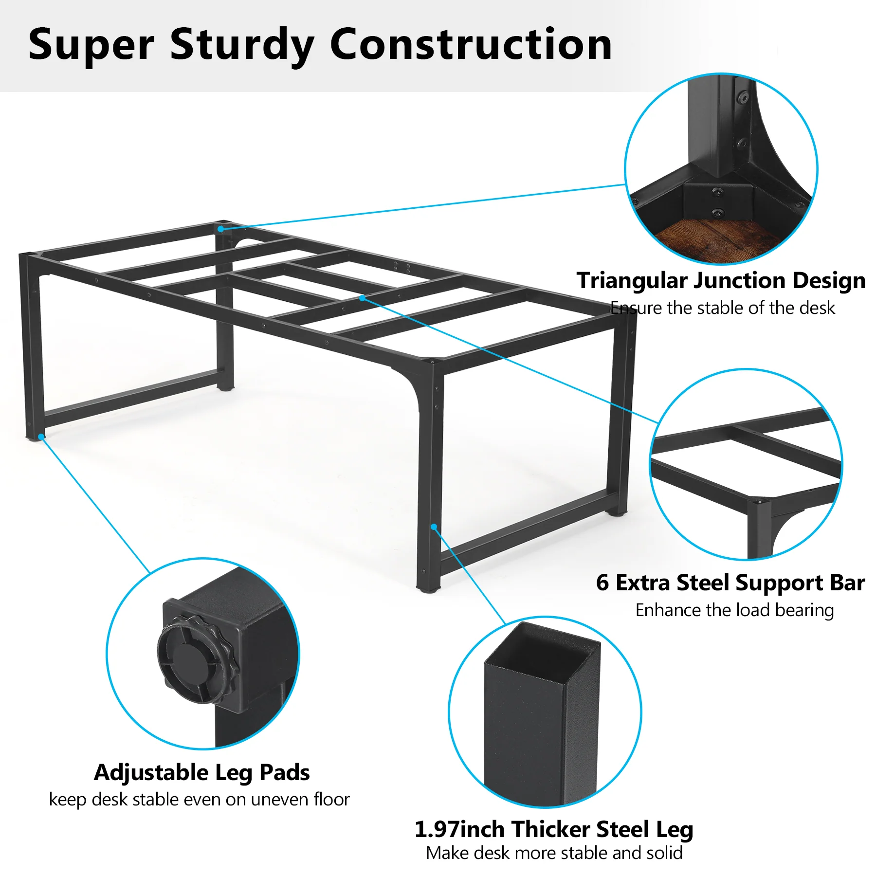 Rectangular Conference Table, 6FT Meeting Seminar Table Computer Desk - Image 6