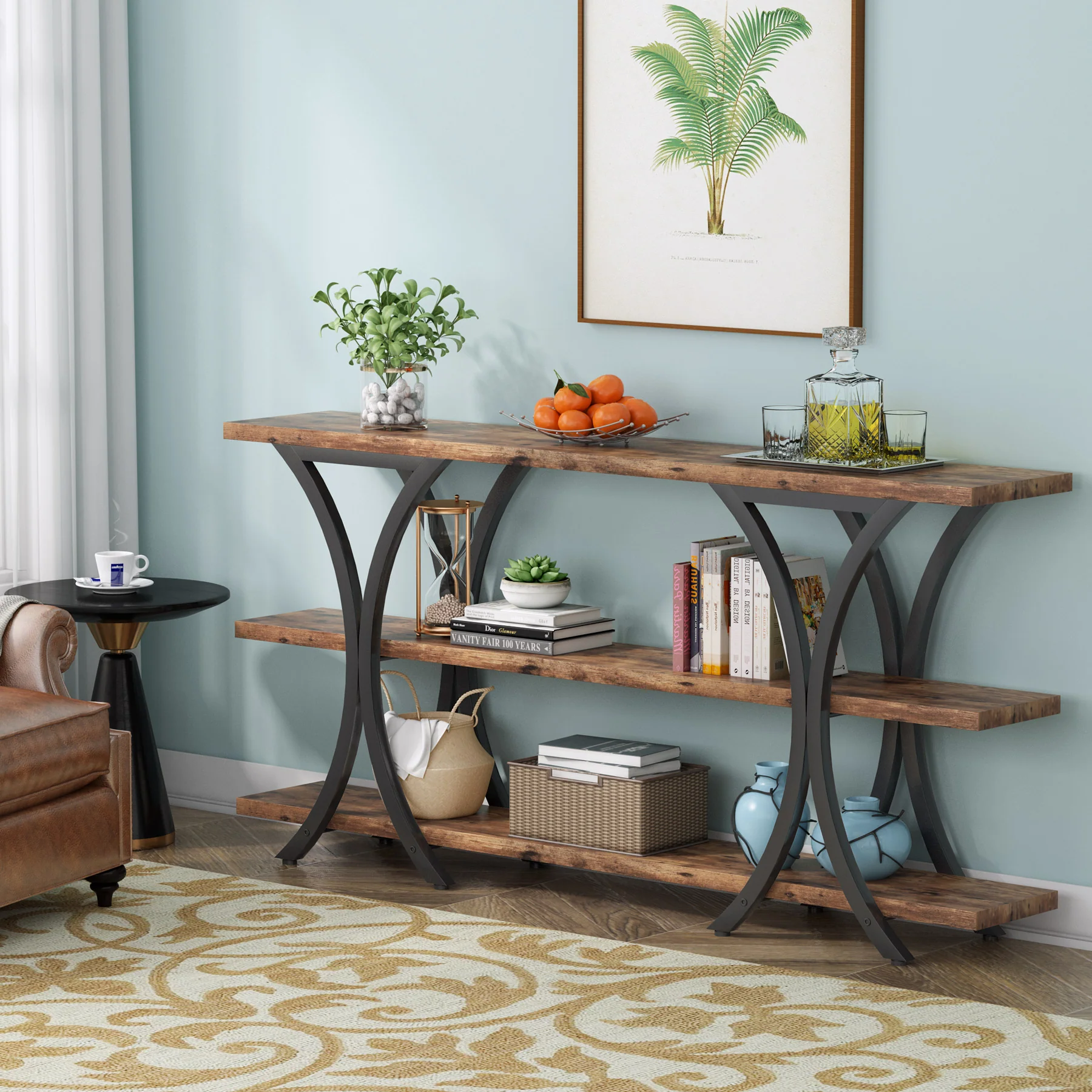 70.8" Console Table, Industrial Entryway Sofa Table with 3-Tier Shelves - Image 5