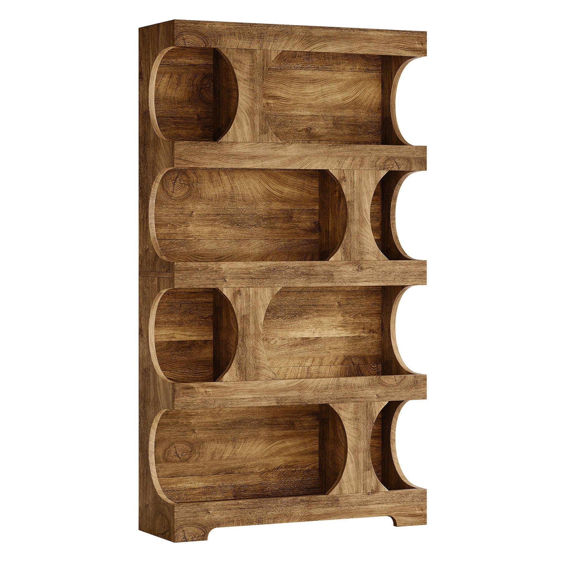 71" Bookcase, Modern Asymmetrical Bookshelf 4-Tier Display Shelf - Image 10