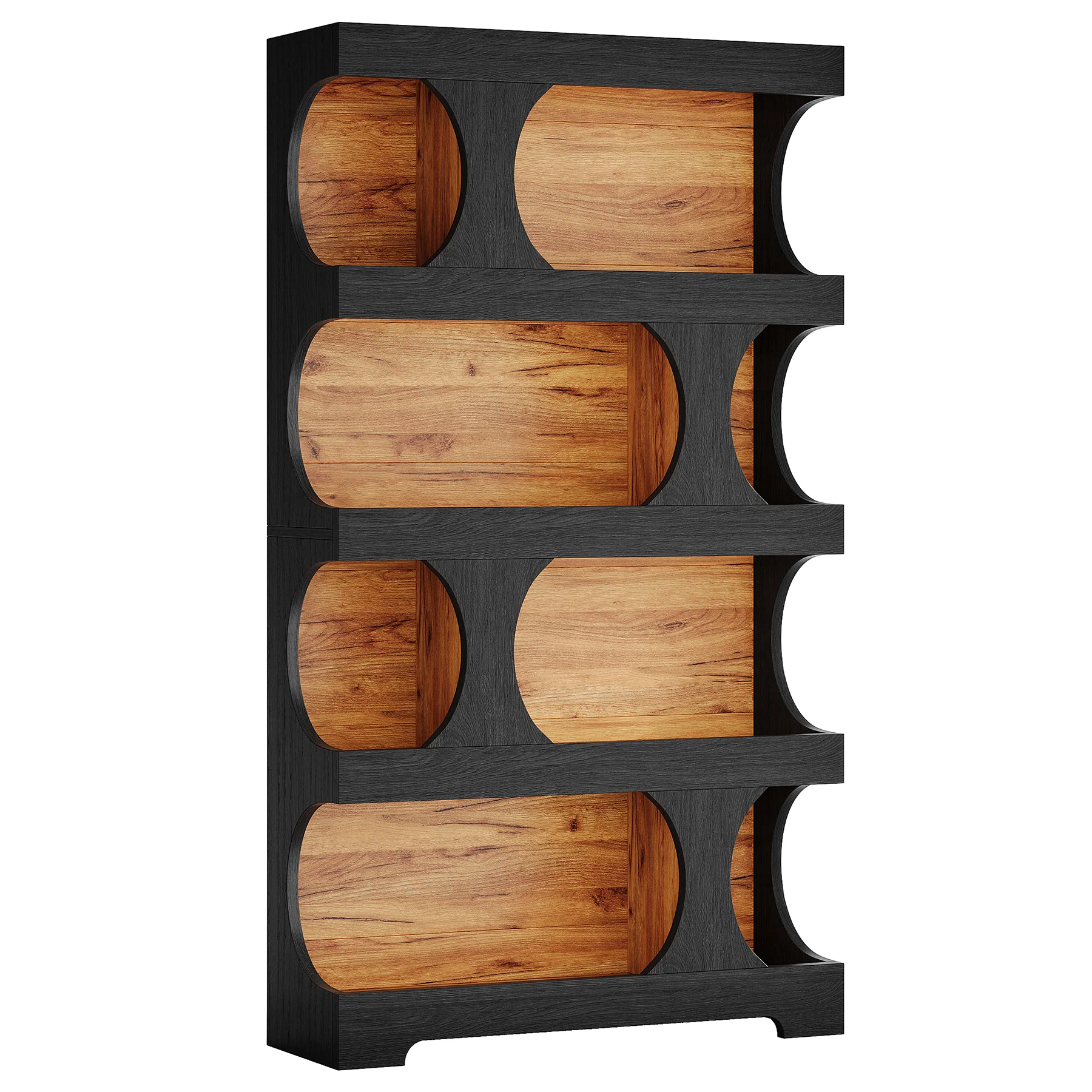 71" Bookcase, Modern Asymmetrical Bookshelf 4-Tier Display Shelf - Image 11