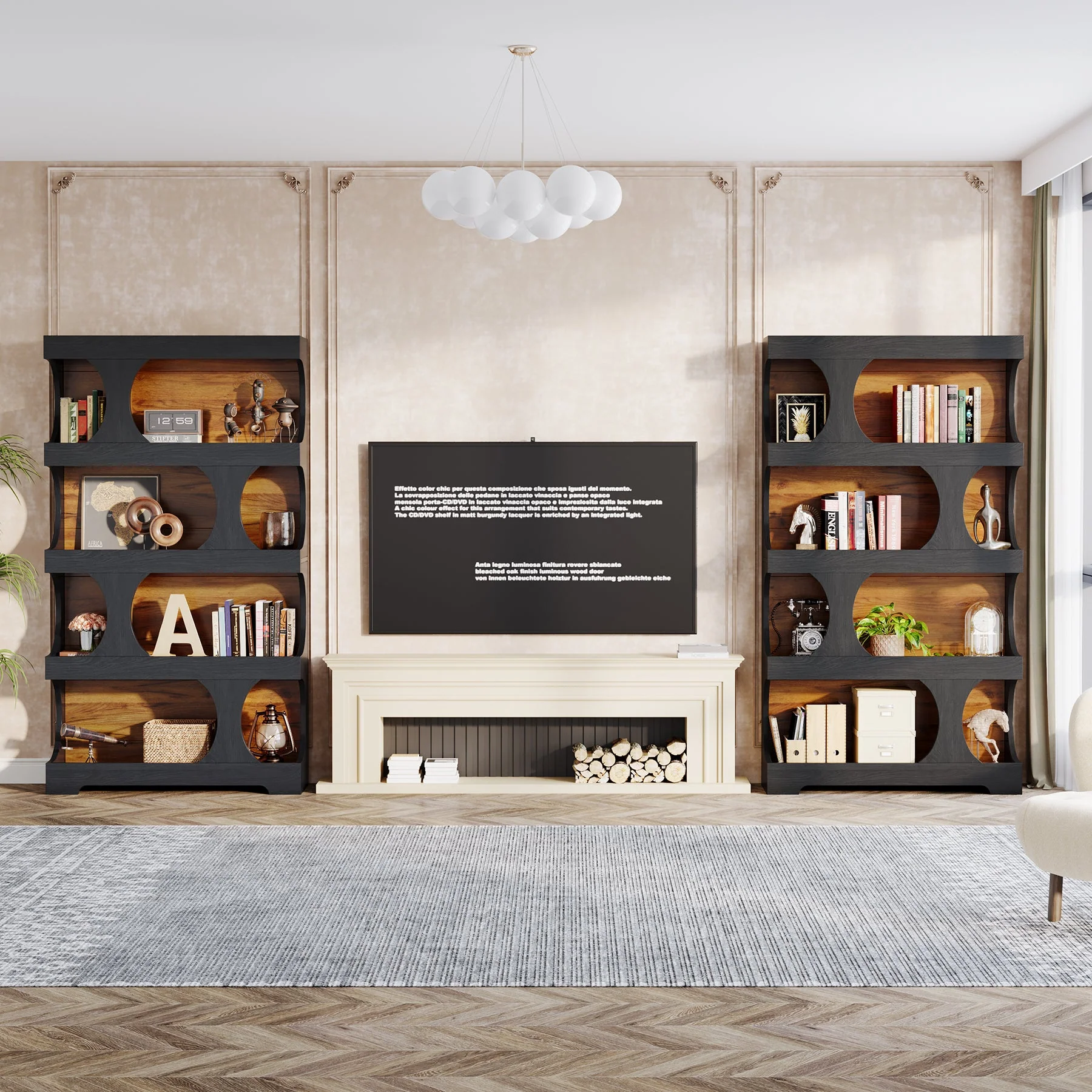 71" Bookshelf, 4-Tier S-Shaped Bookcase Freestanding Display Shelves - Image 7