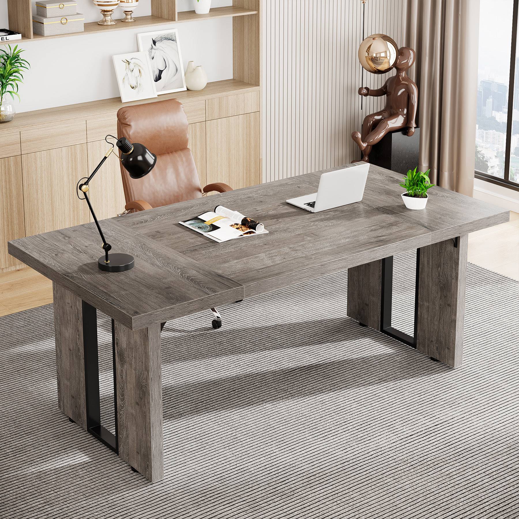 Simple Executive Desk, 70.9" Computer Desk Meeting Table for Home Office - Image 5