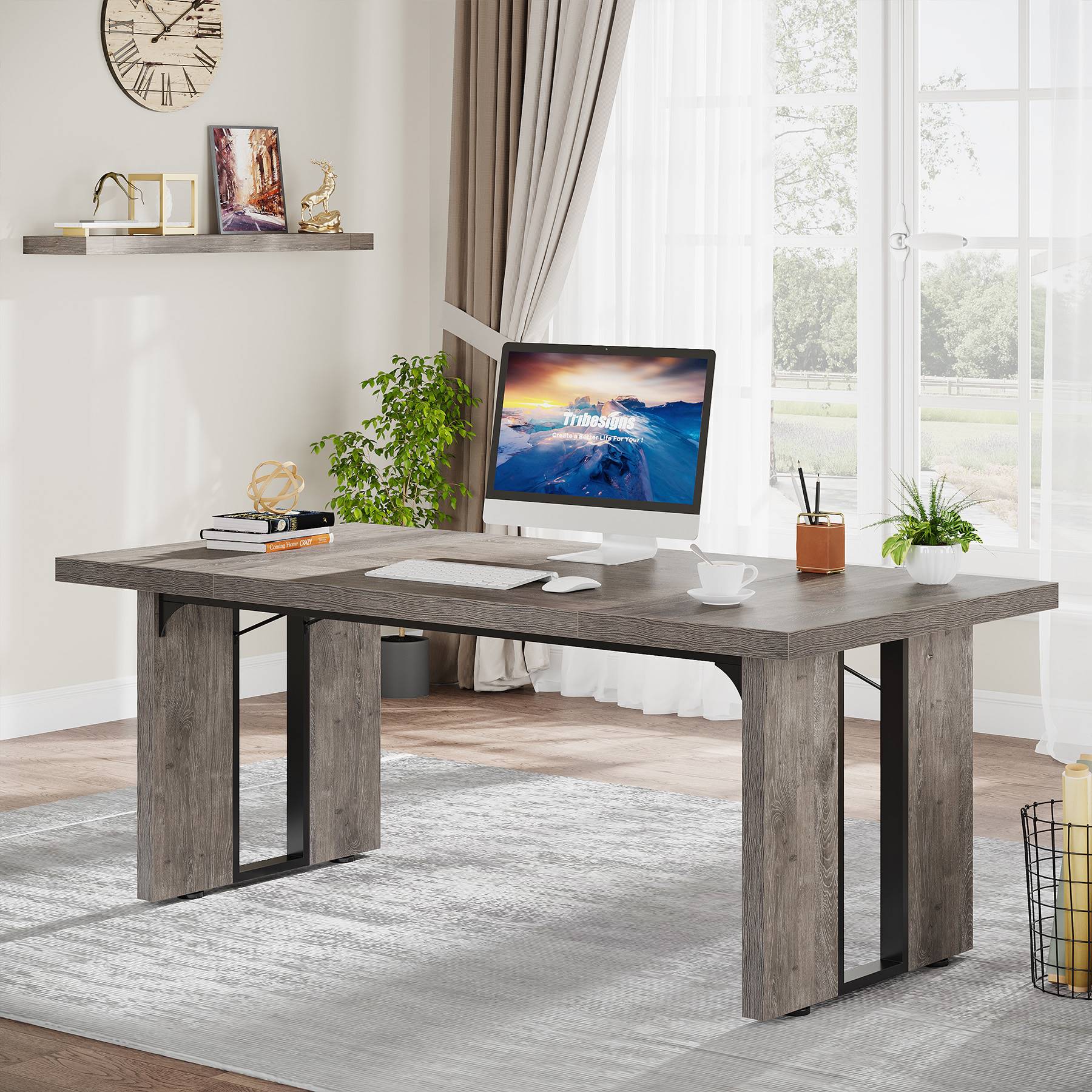 Simple Executive Desk, 70.9" Computer Desk Meeting Table for Home Office - Image 6