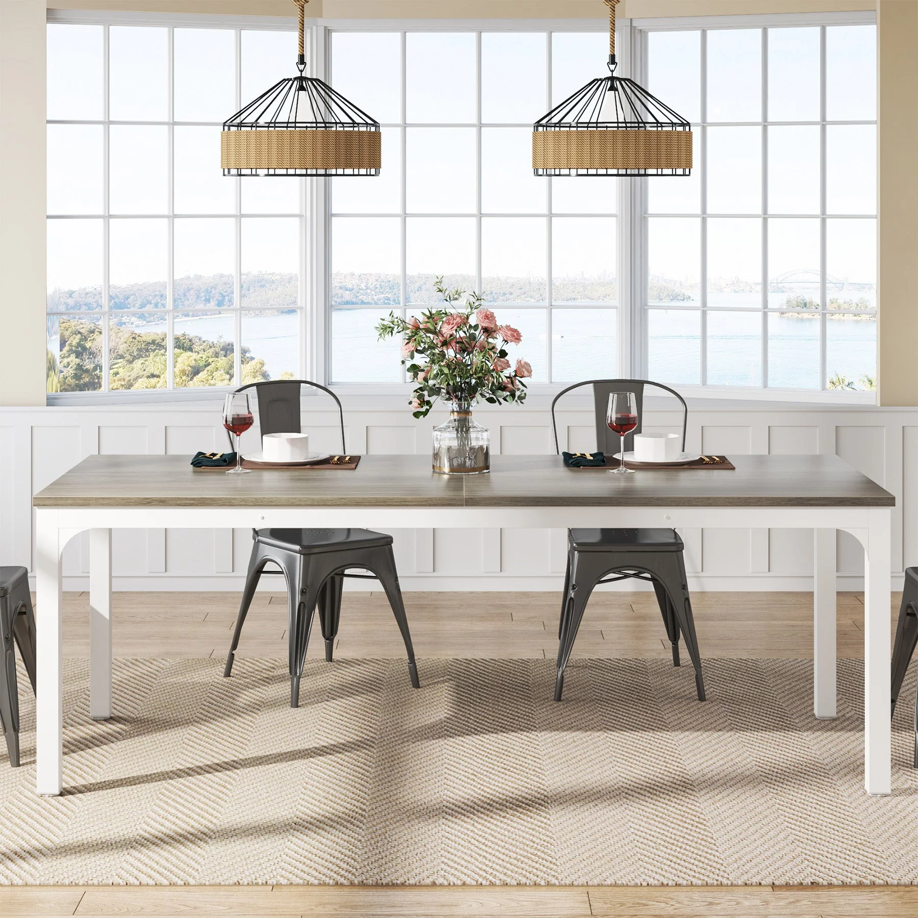 Rectangular Dining Table, 78 inch Long Kitchen Table for 6-8 People - Image 17