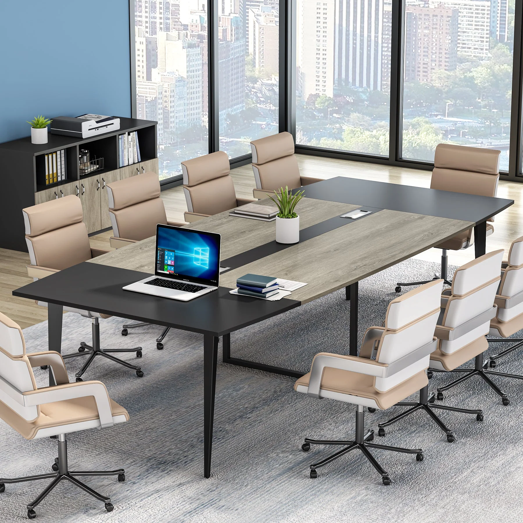6FT / 8FT Conference Table, Modern Boat Shaped Meeting Table - Image 10