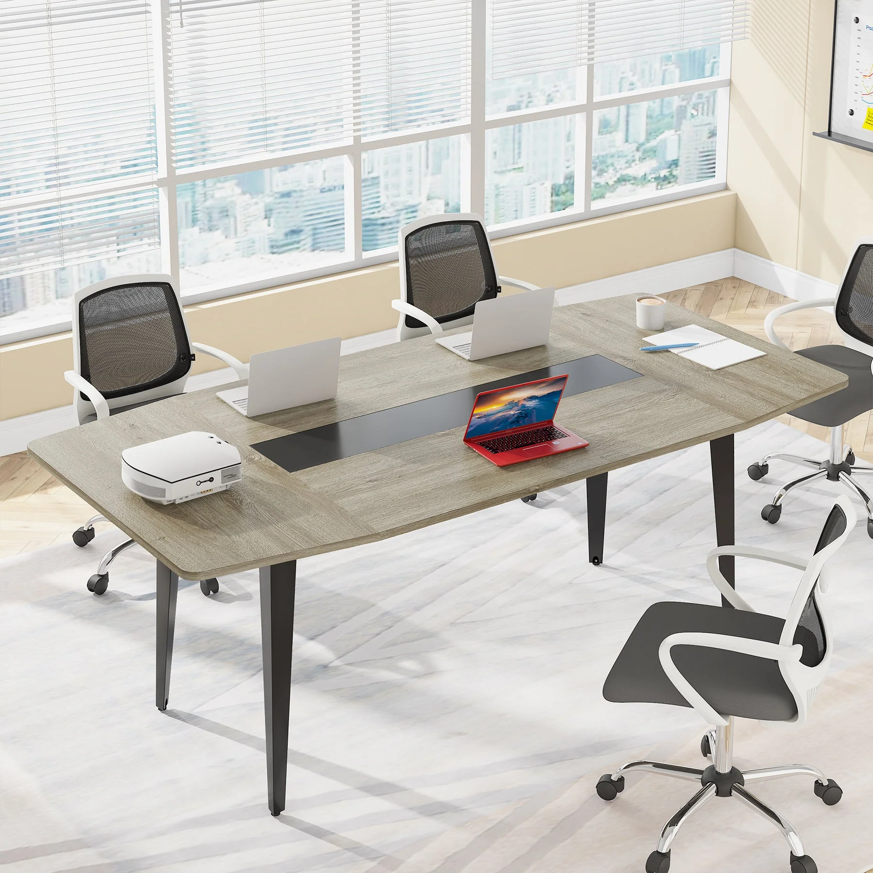 6FT / 8FT Conference Table, Modern Boat Shaped Meeting Table - Image 12