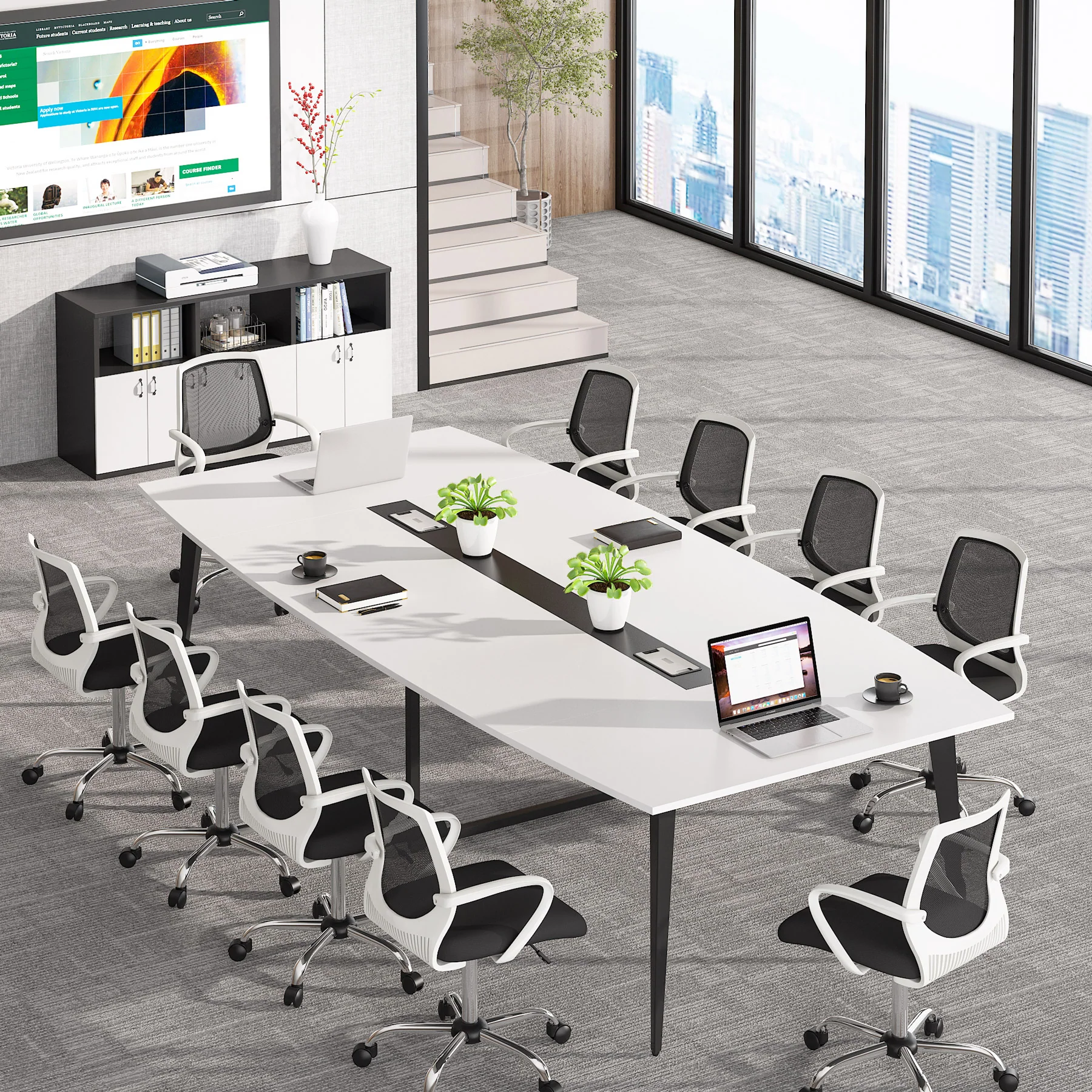 6FT / 8FT Conference Table, Modern Boat Shaped Meeting Table - Image 14