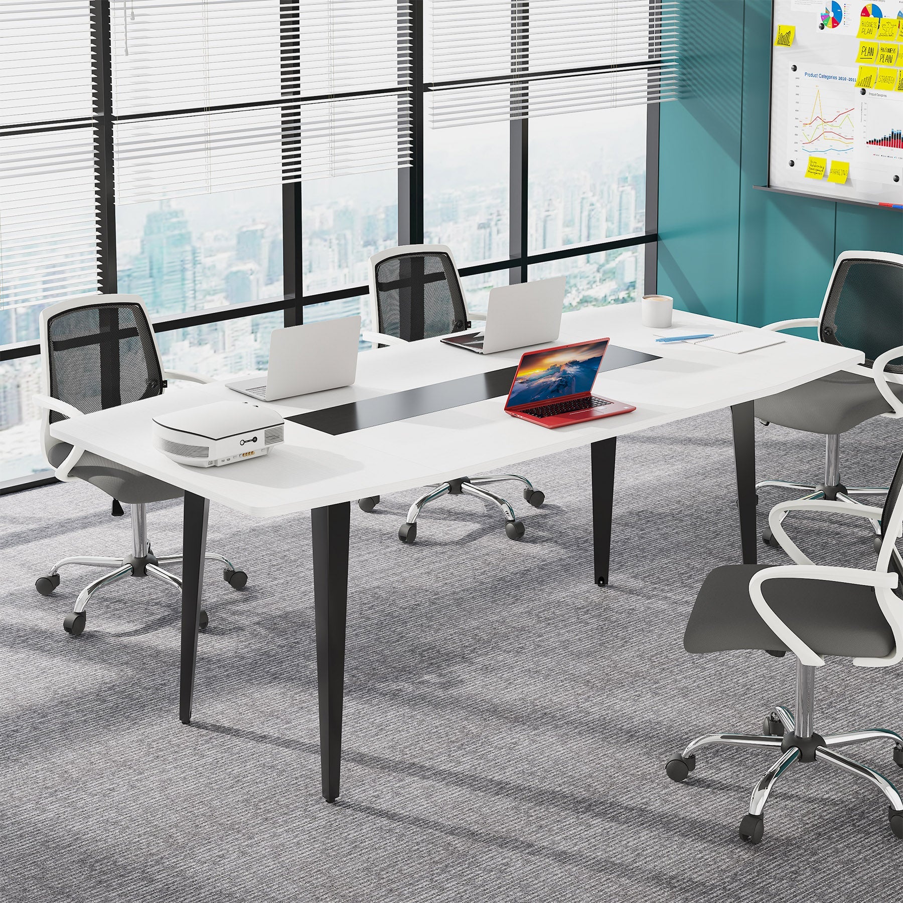 6FT / 8FT Conference Table, Modern Boat Shaped Meeting Table - Image 16