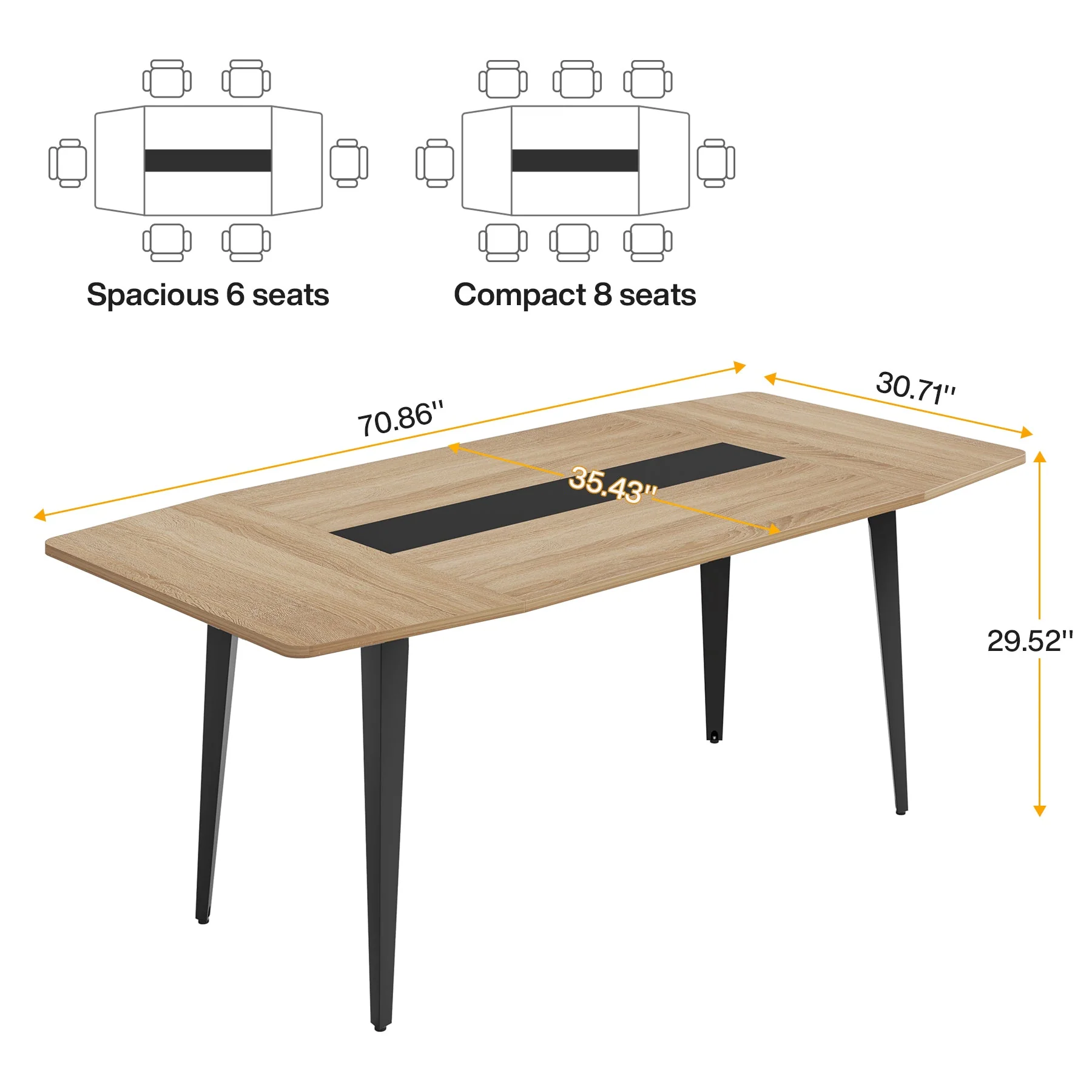 6FT / 8FT Conference Table, Modern Boat Shaped Meeting Table - Image 19