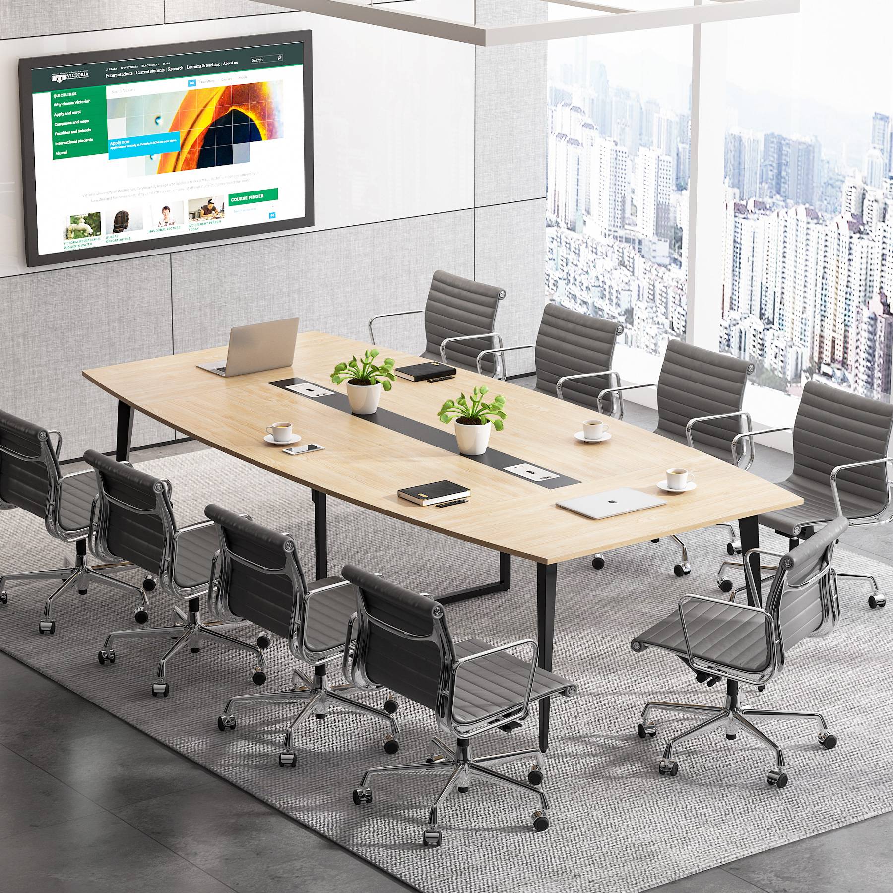 6FT / 8FT Conference Table, Modern Boat Shaped Meeting Table - Image 3