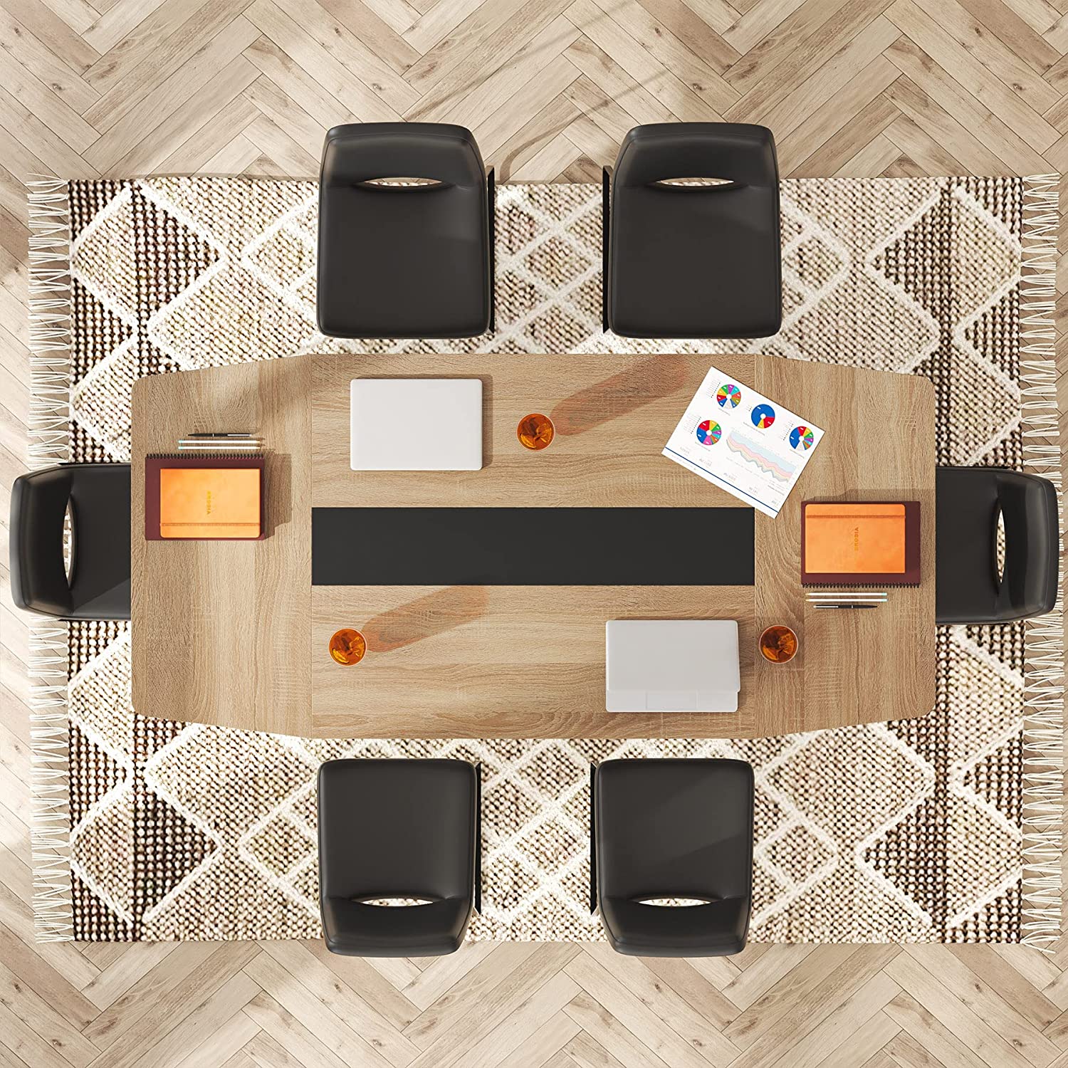 6FT / 8FT Conference Table, Modern Boat Shaped Meeting Table - Image 7