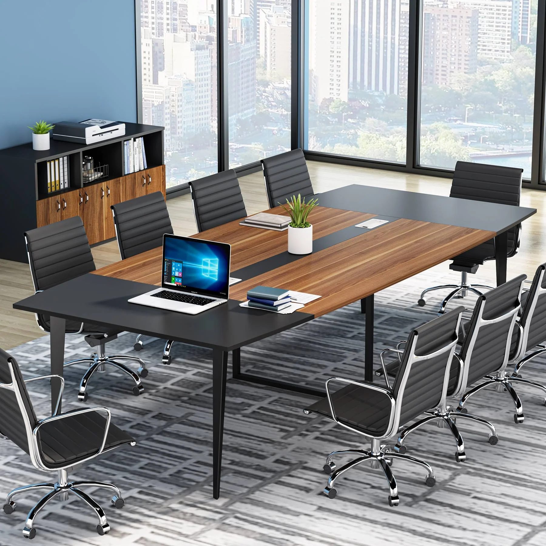 6FT / 8FT Conference Table, Modern Boat Shaped Meeting Table - Image 8