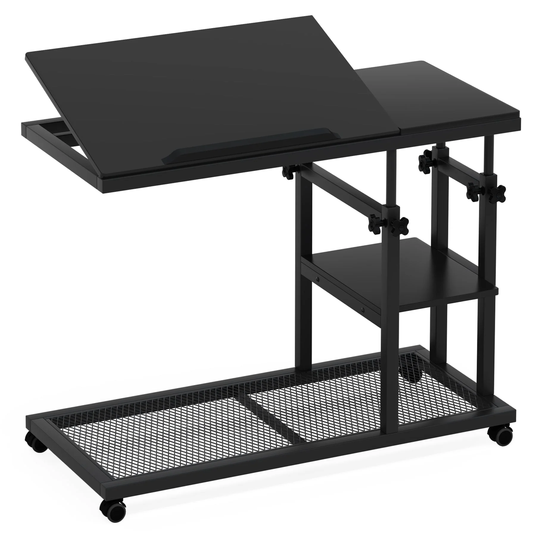 Height Adjustable C Table, Mobile Side Table with Tiltable Drawing Board - Image 13