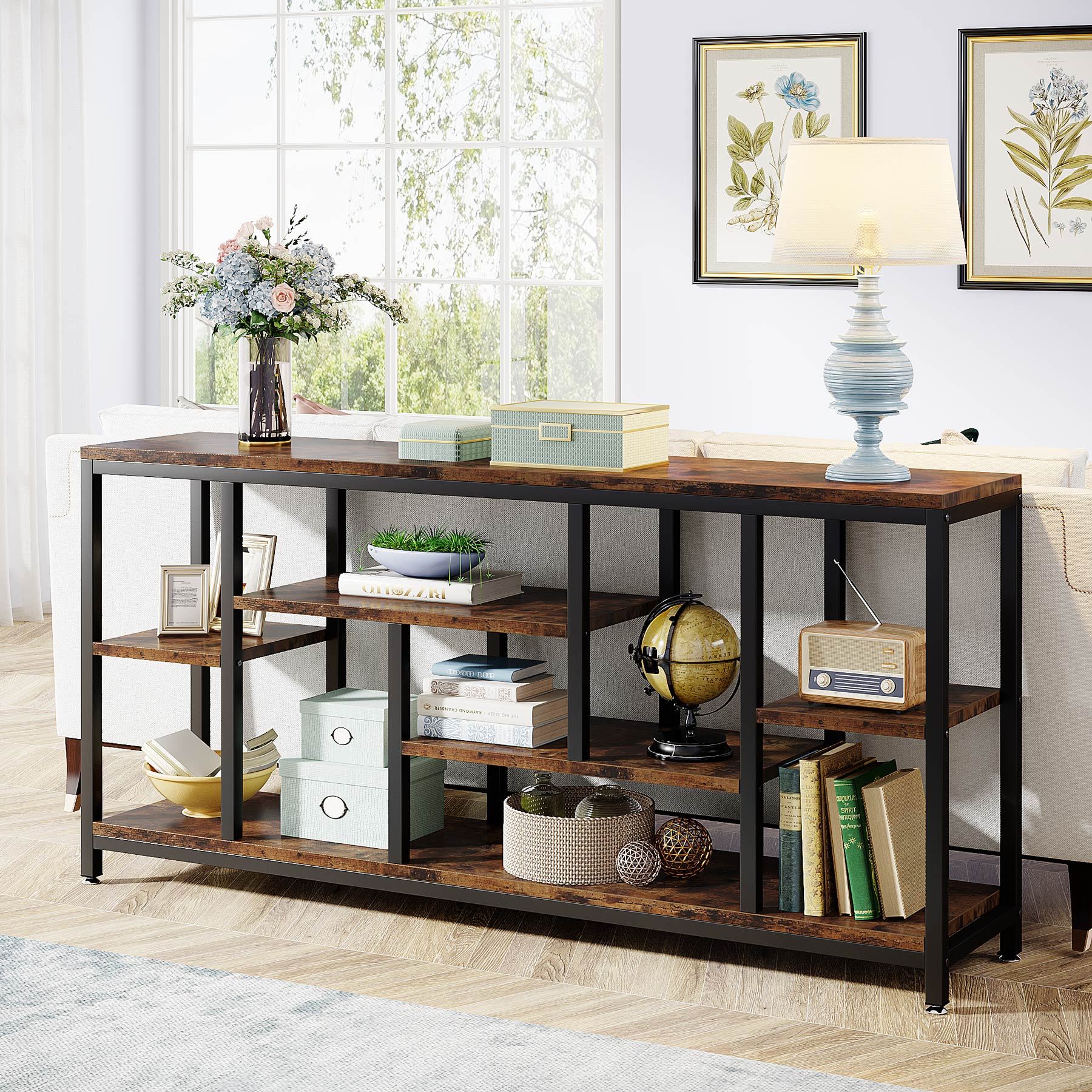 70.9" Console Table Entryway Sofa Table with Storage Shelves - Image 3