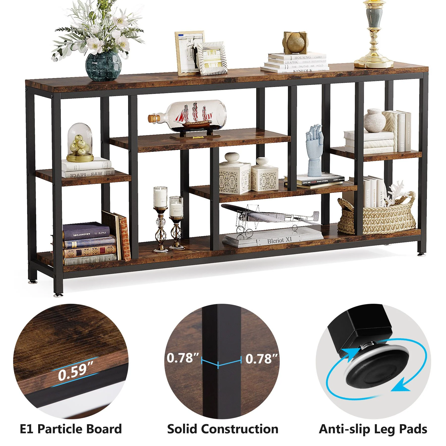 70.9" Console Table Entryway Sofa Table with Storage Shelves - Image 6
