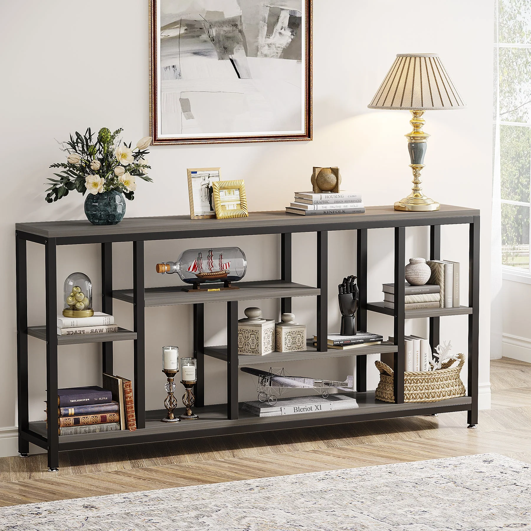 70.9" Console Table Entryway Sofa Table with Storage Shelves - Image 7