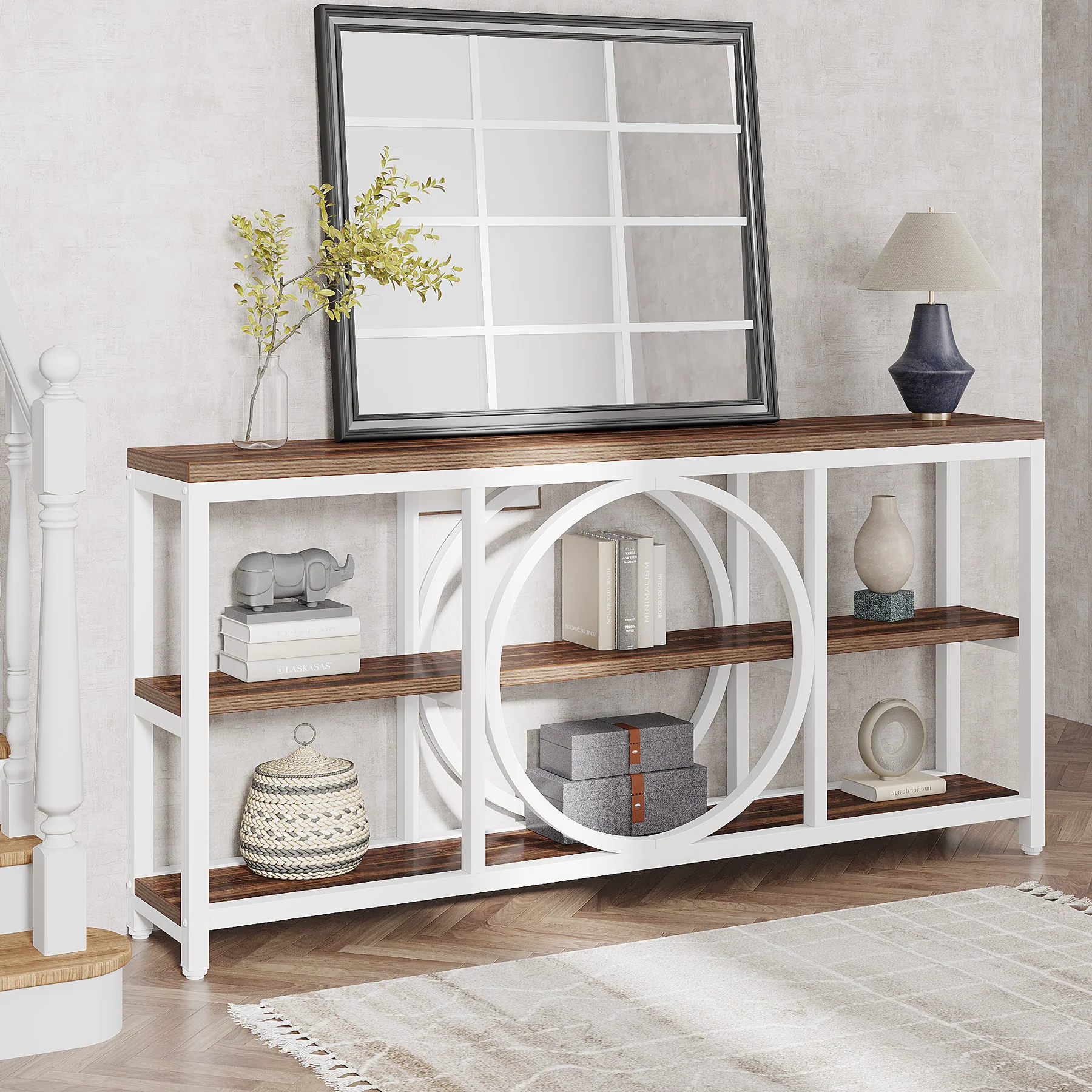 70.9" Console Table, Narrow Sofa Table with 3 Tier Storage Shelves - Image 13