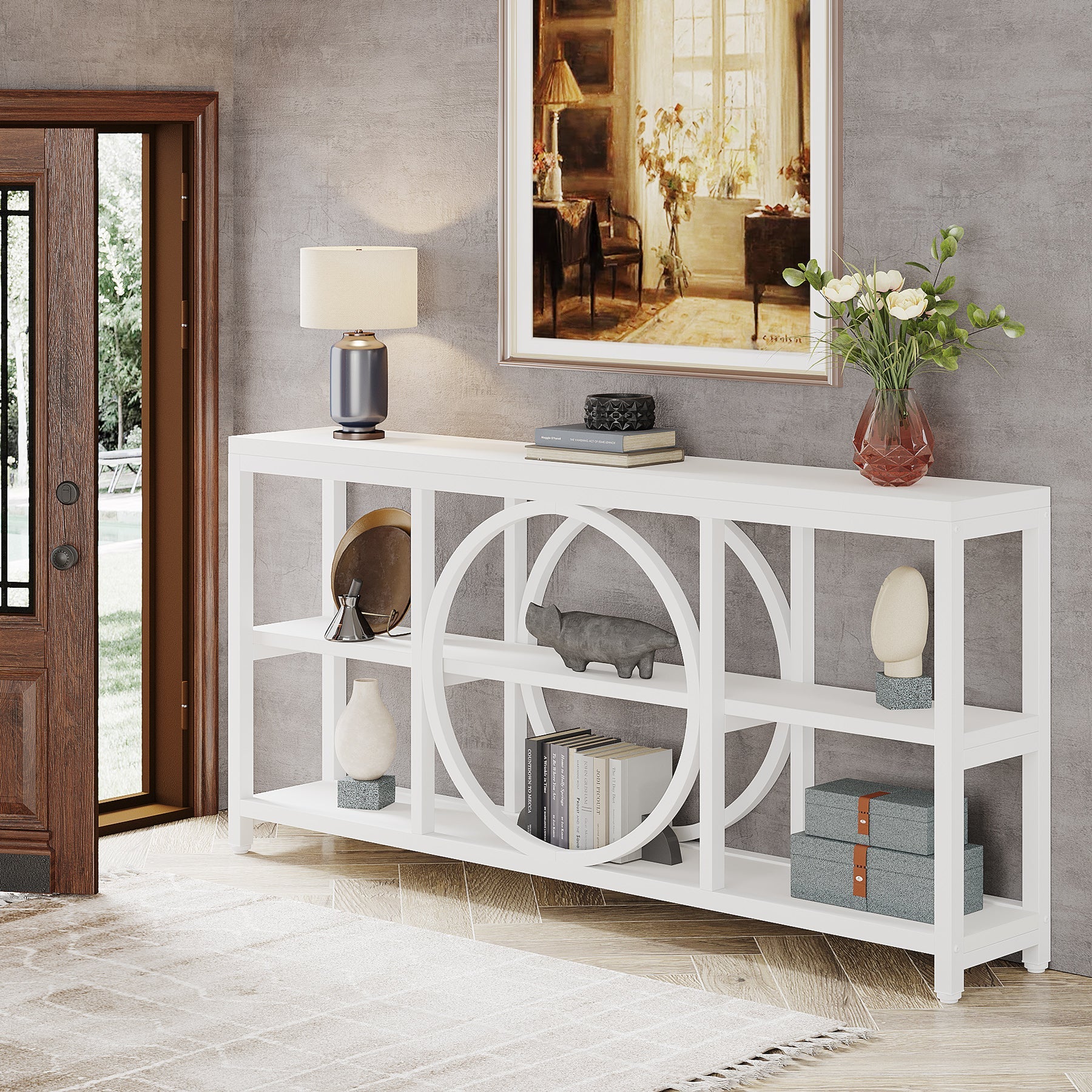 70.9" Console Table, Narrow Sofa Table with 3 Tier Storage Shelves - Image 15