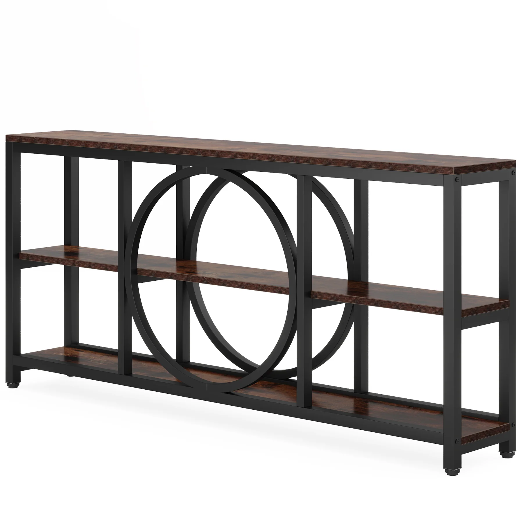 70.9" Console Table, Narrow Sofa Table with 3 Tier Storage Shelves - Image 6