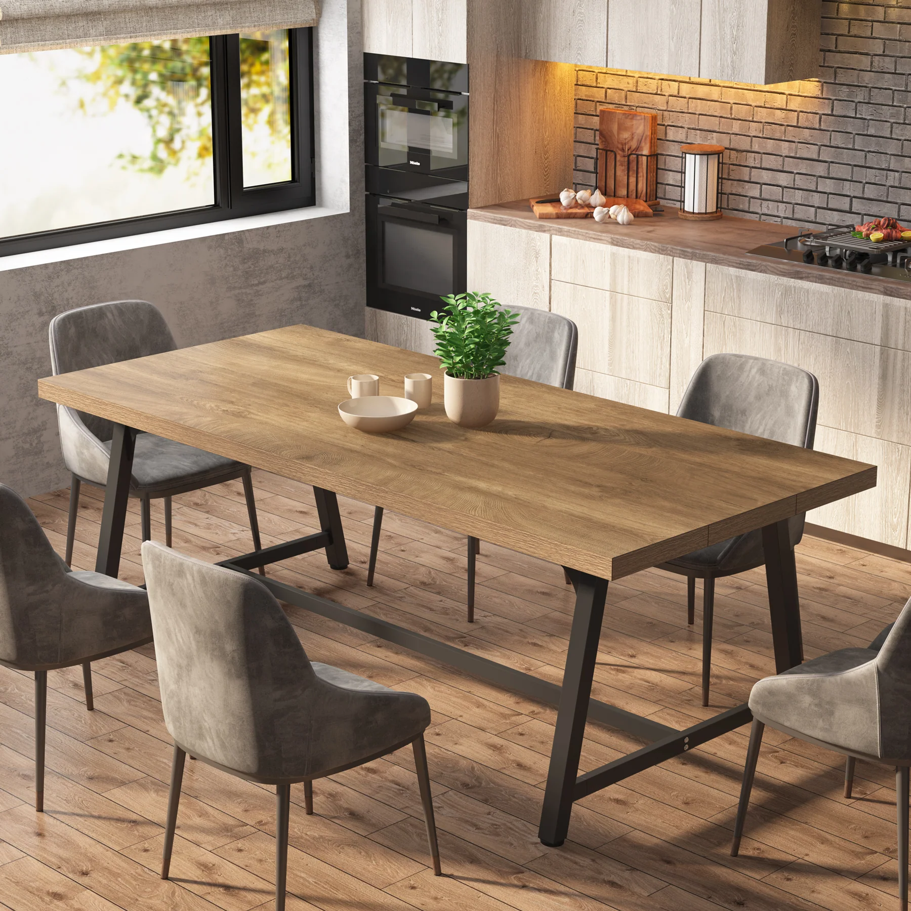 Dining Table for 8 People, 70.87" Rectangular Wood Kitchen Table - Image 10