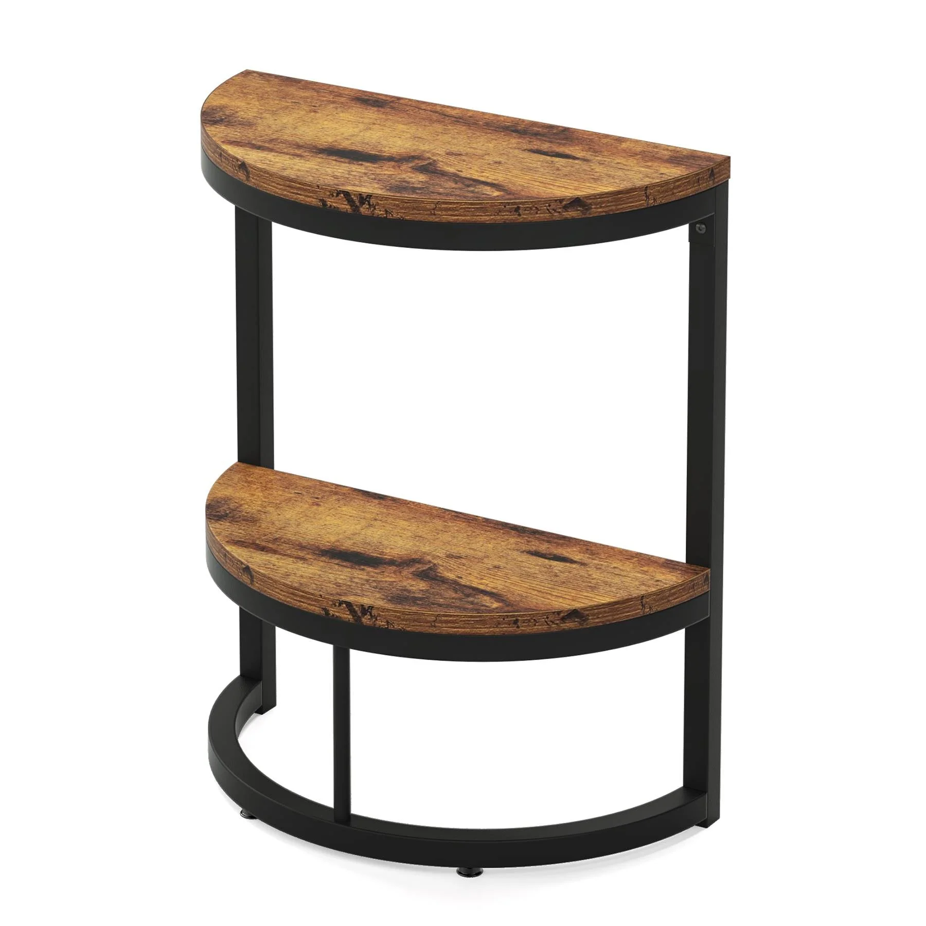 Half Round End Table, Narrow Side Table with Metal Frame - Image 11