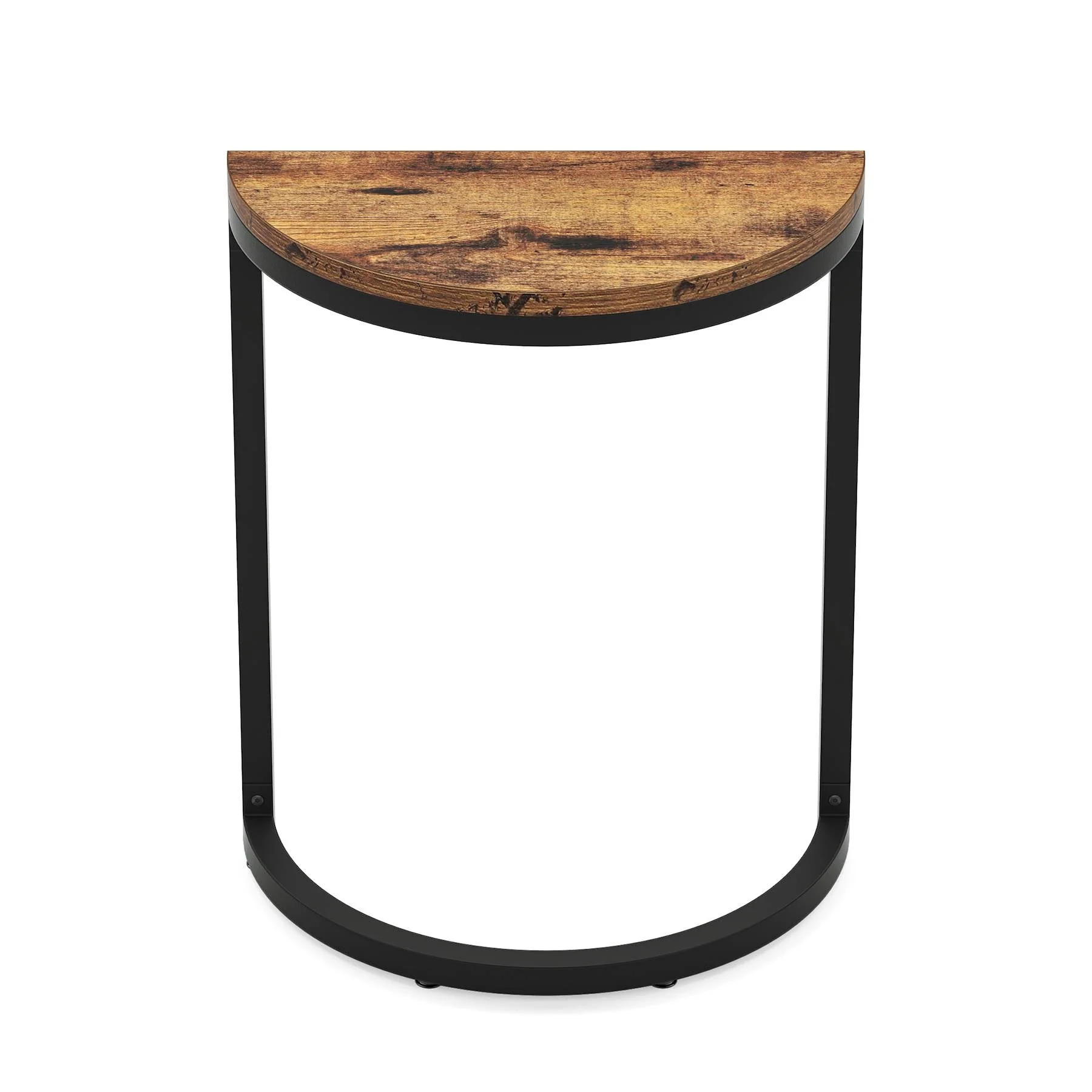 Half Round End Table, Narrow Side Table with Metal Frame - Image 12