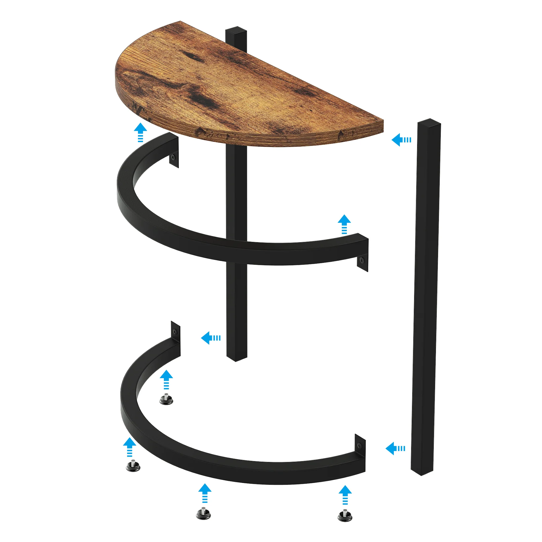 Half Round End Table, Narrow Side Table with Metal Frame - Image 13