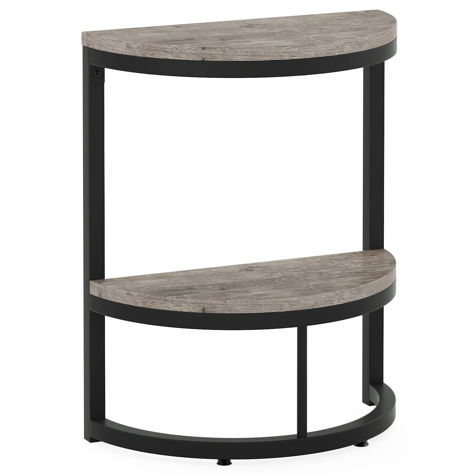Half Round End Table, Narrow Side Table with Metal Frame - Image 4
