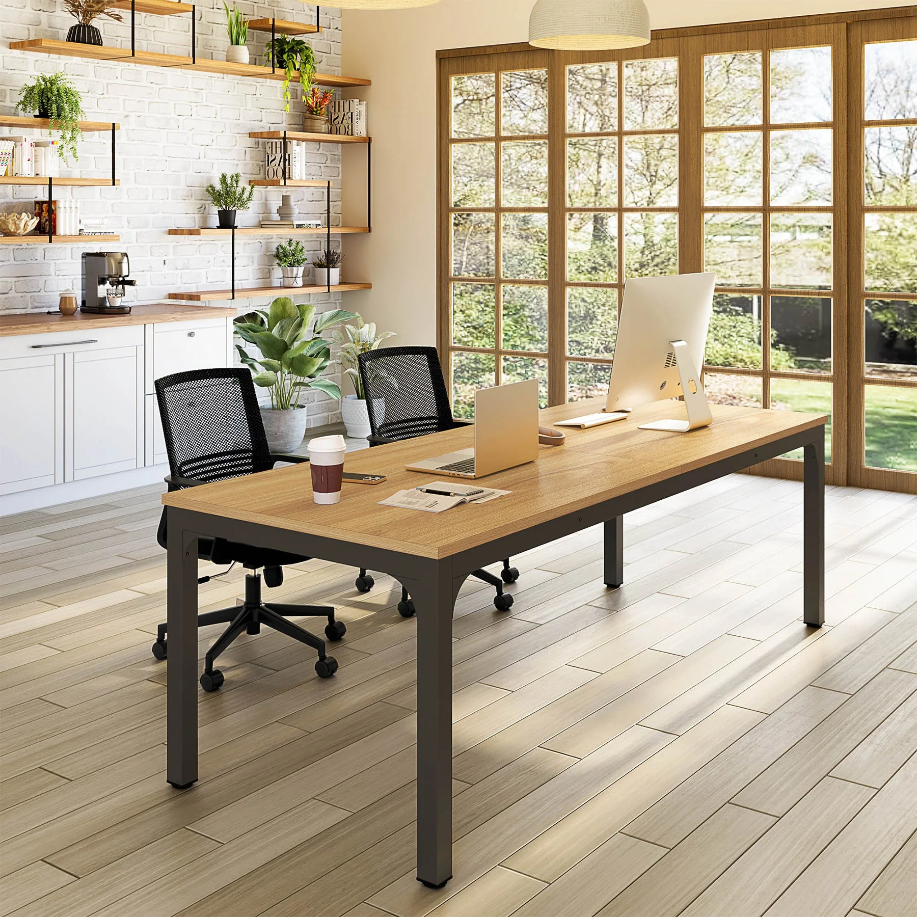 Rectangle Executive Desk, 78.7" Computer Desk 6FT Conference Table - Image 11