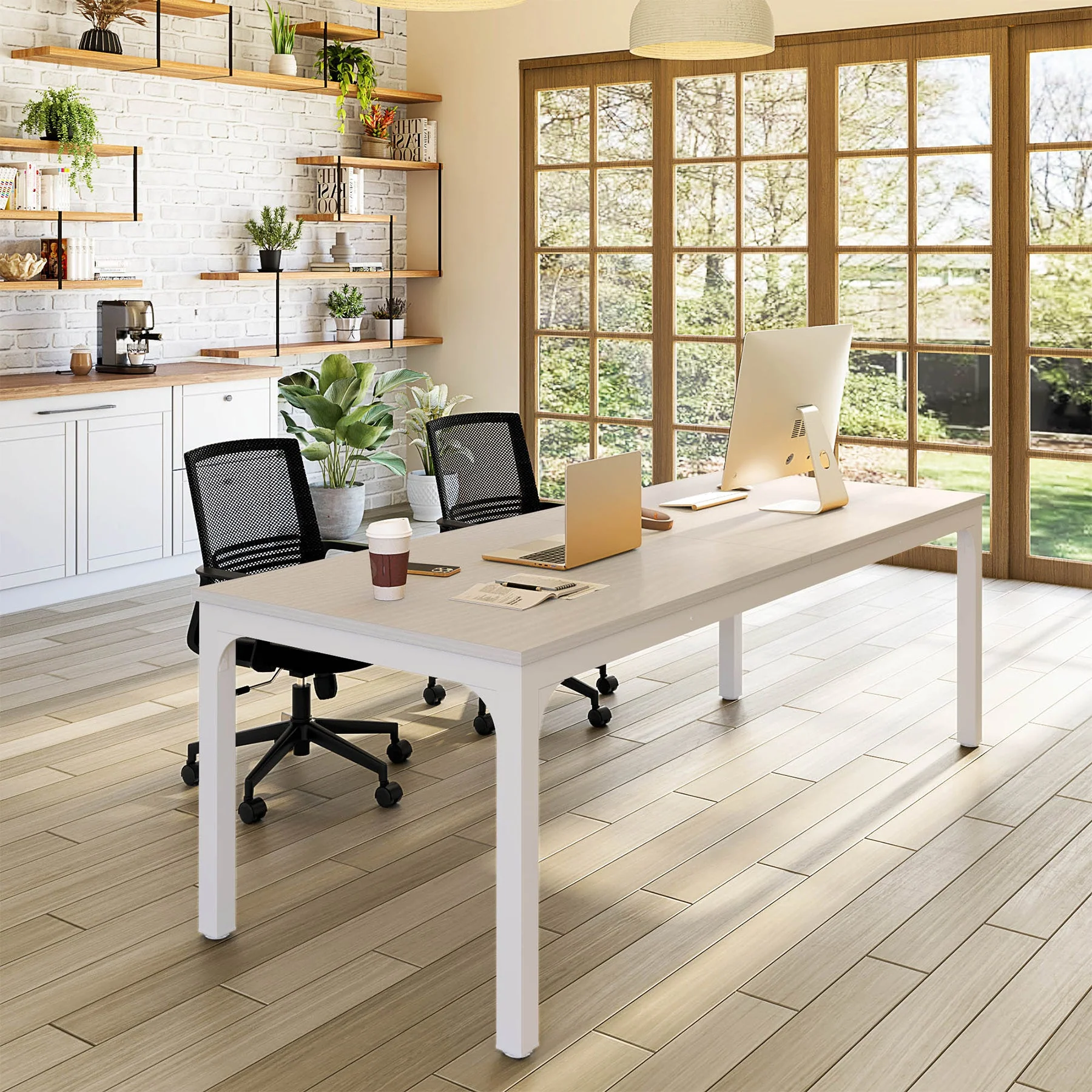 Rectangle Executive Desk, 78.7" Computer Desk 6FT Conference Table - Image 7